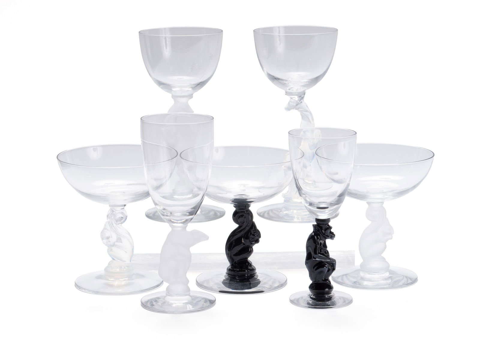 FIFTEEN-PIECE RARE LIBBEY GLASS ANIMAL STEMWARE (1 of 13)