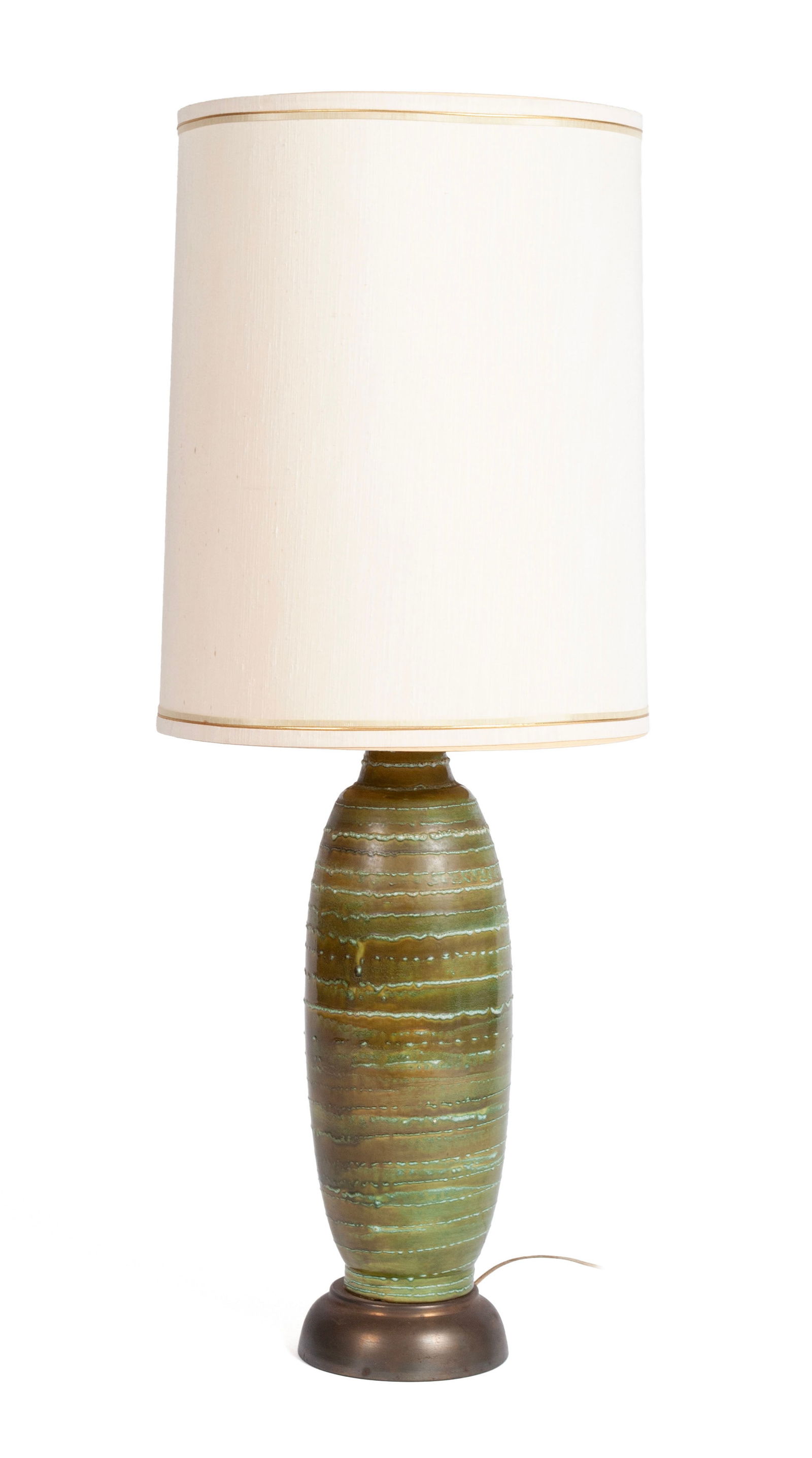 MCM GREEN CERAMIC TABLE LAMP (1 of 6)