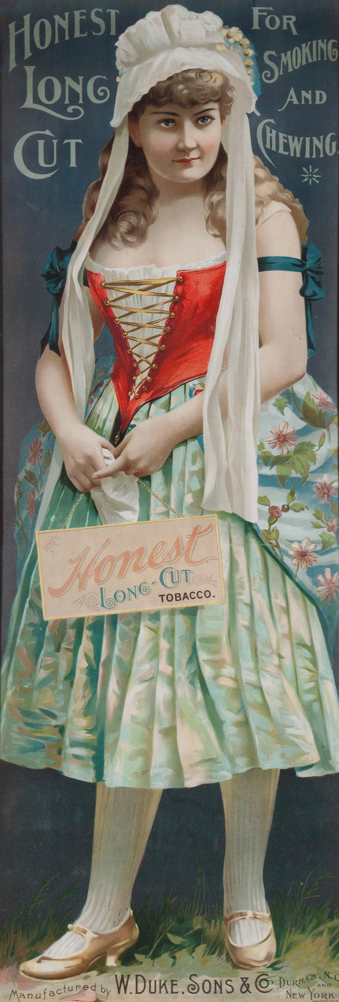 HONEST LONG CUT TOBACCO  W. DUKE, SONS & CO.  LITHOGRAPH ADVERTISING POSTER (1 of 9)