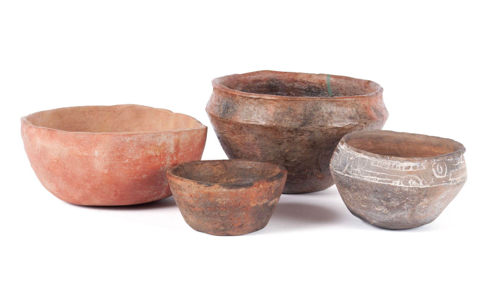 FOUR PREHISTORIC MISSISSIPPIAN CADDO POTTERY BOWLS (1 of 8)