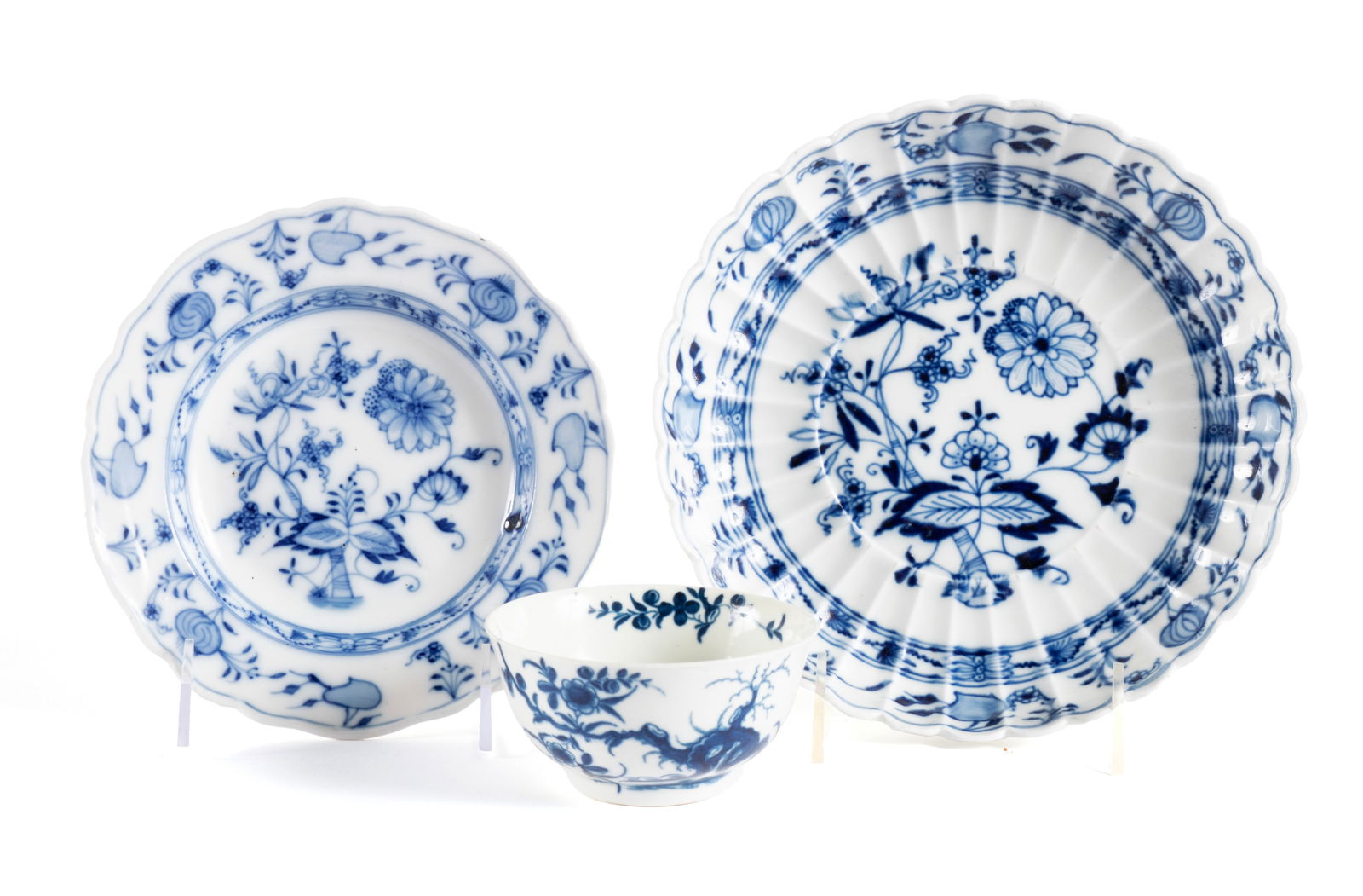 BLUE AND WHITE WORCESTER AND MEISSEN PORCELAIN (1 of 8)