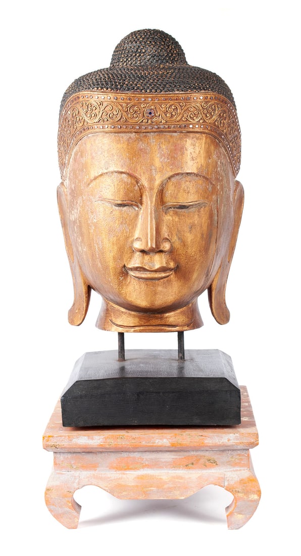 MEDITATIVE BUDDHA HEAD ON STAND (1 of 7)