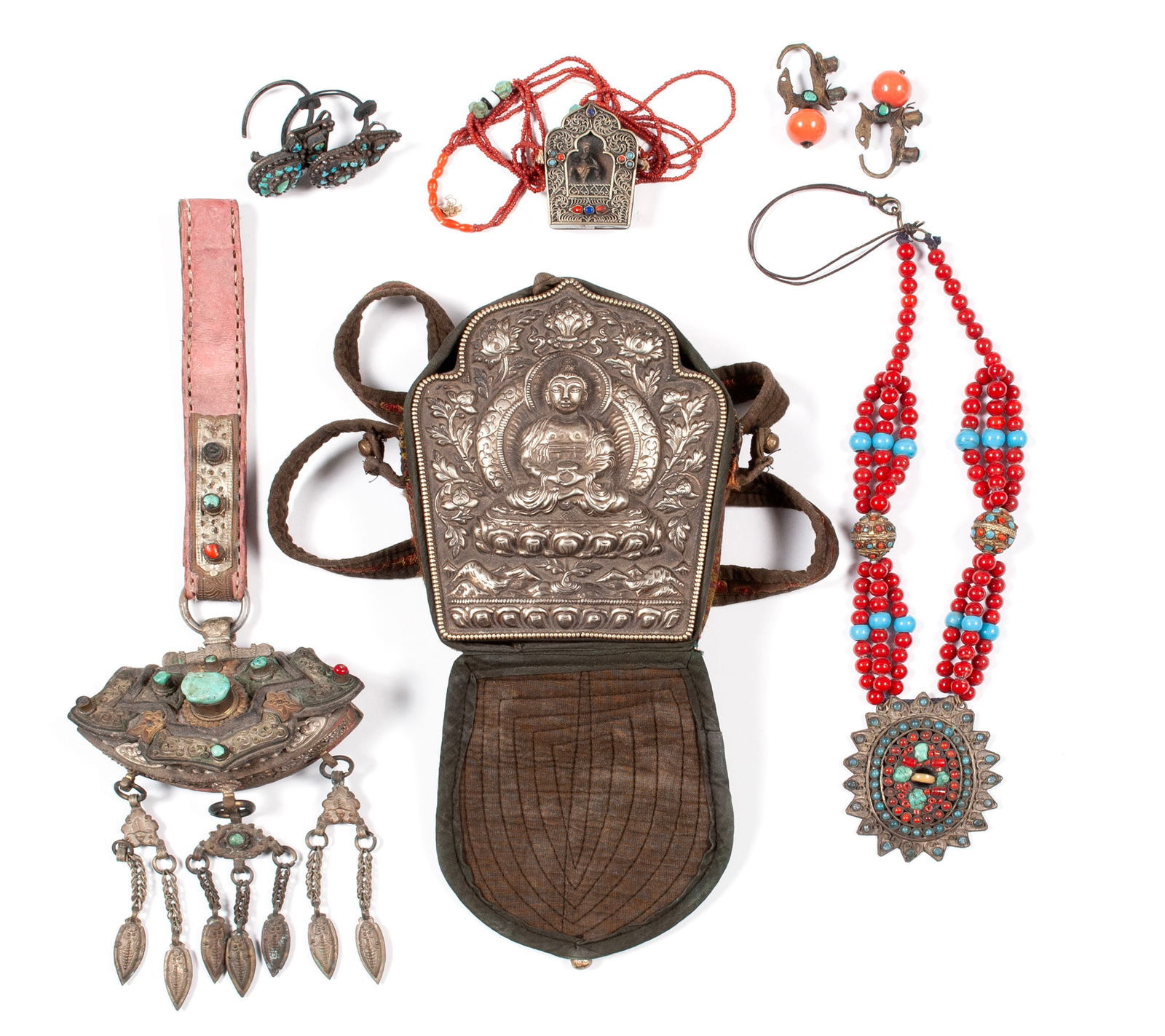 EIGHT PIECE COLLECTION OF BUDDHIST BEADED JEWELRY AND PRAYER BOXES (1 of 16)