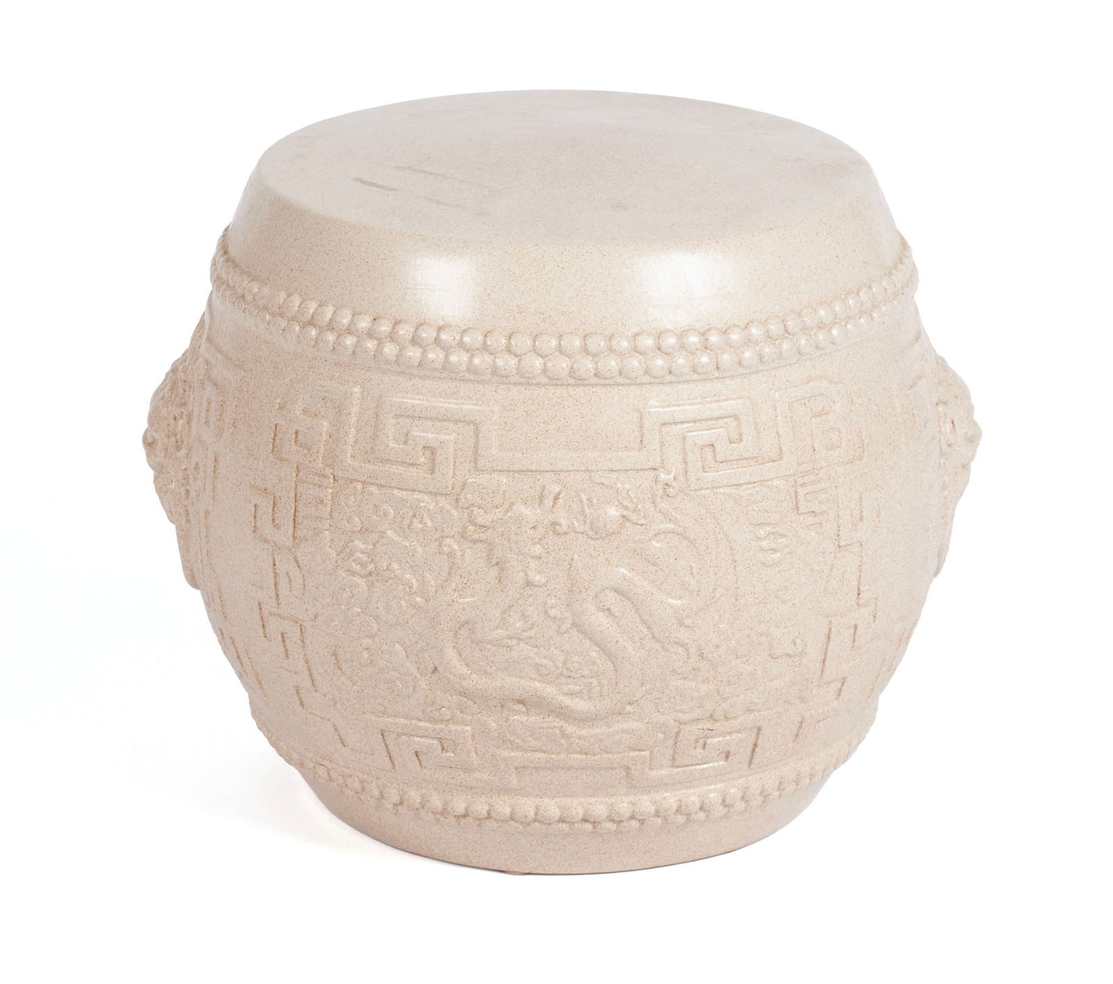 EARTHENWARE BARREL FORM LOW GARDEN STOOL (1 of 6)