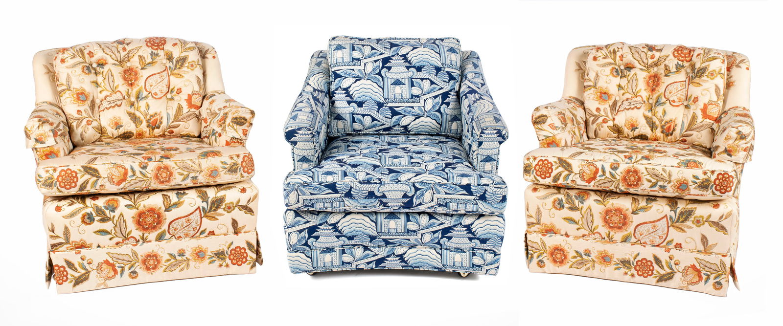 THREE UPHOLSTERED CLUB CHAIRS (1 of 13)