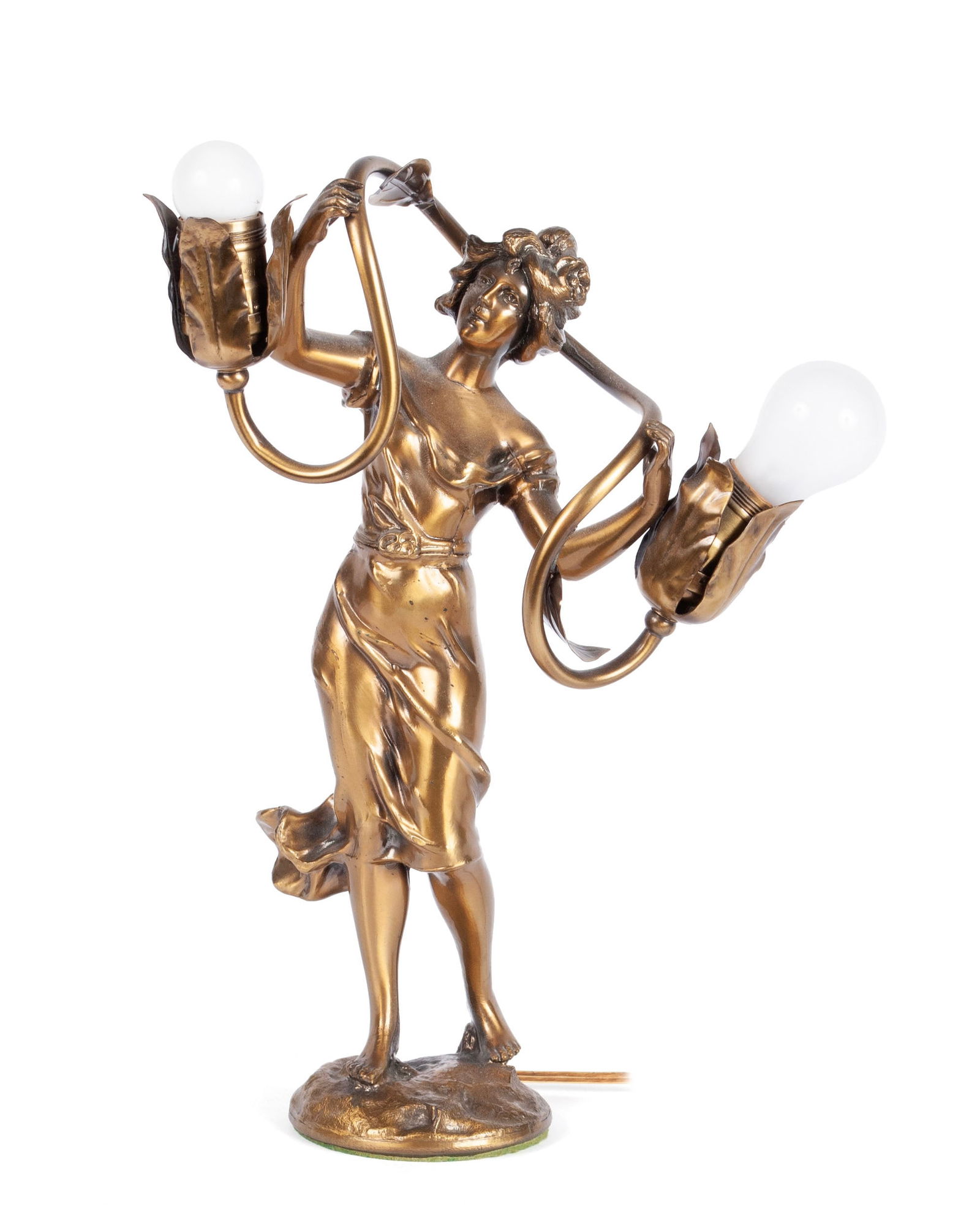 GILT METAL FIGURAL BOUDOIR LAMP (1 of 6)