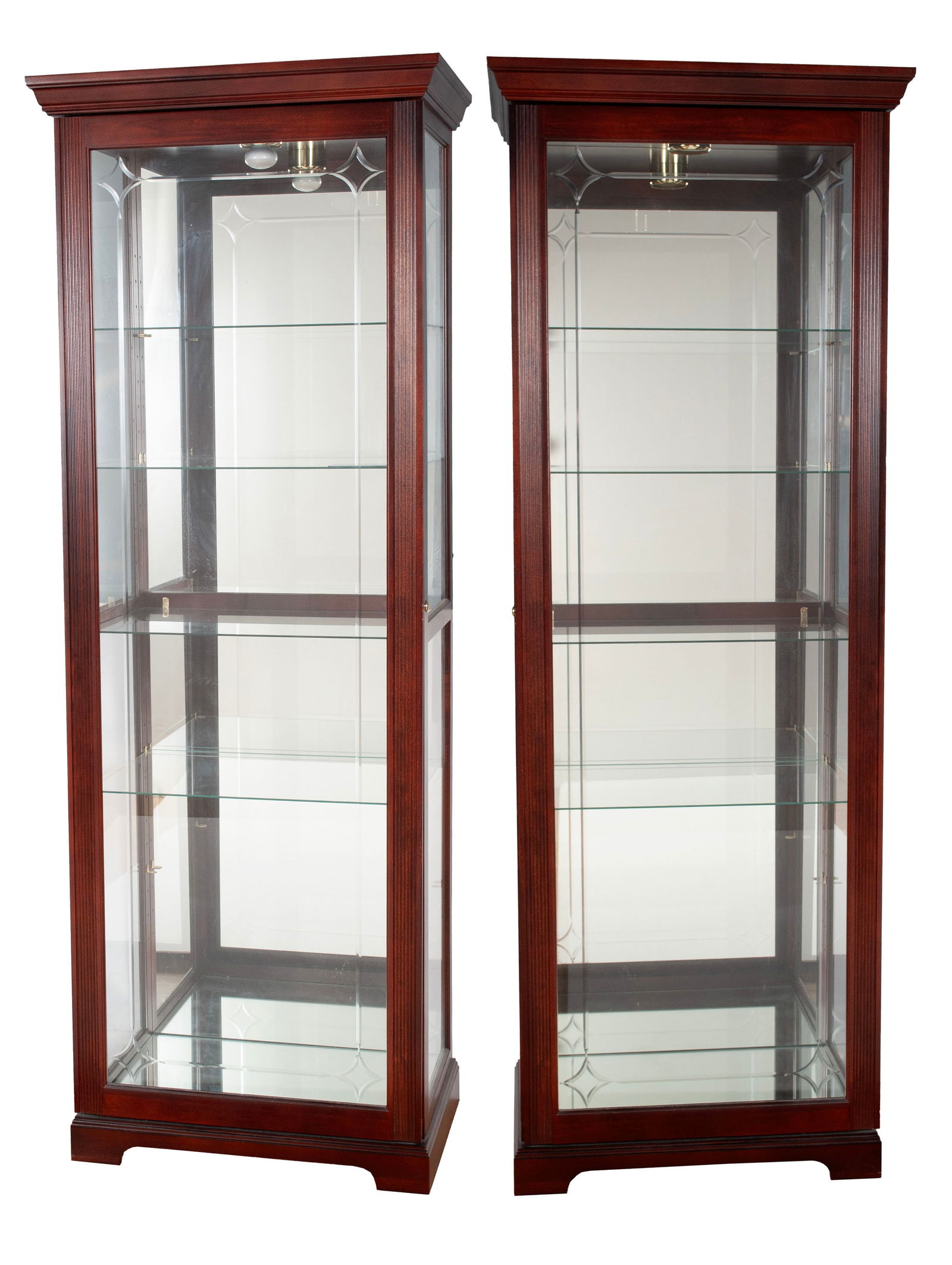 PAIR OF MODERN TALL DISPLAY CABINETS (1 of 5)