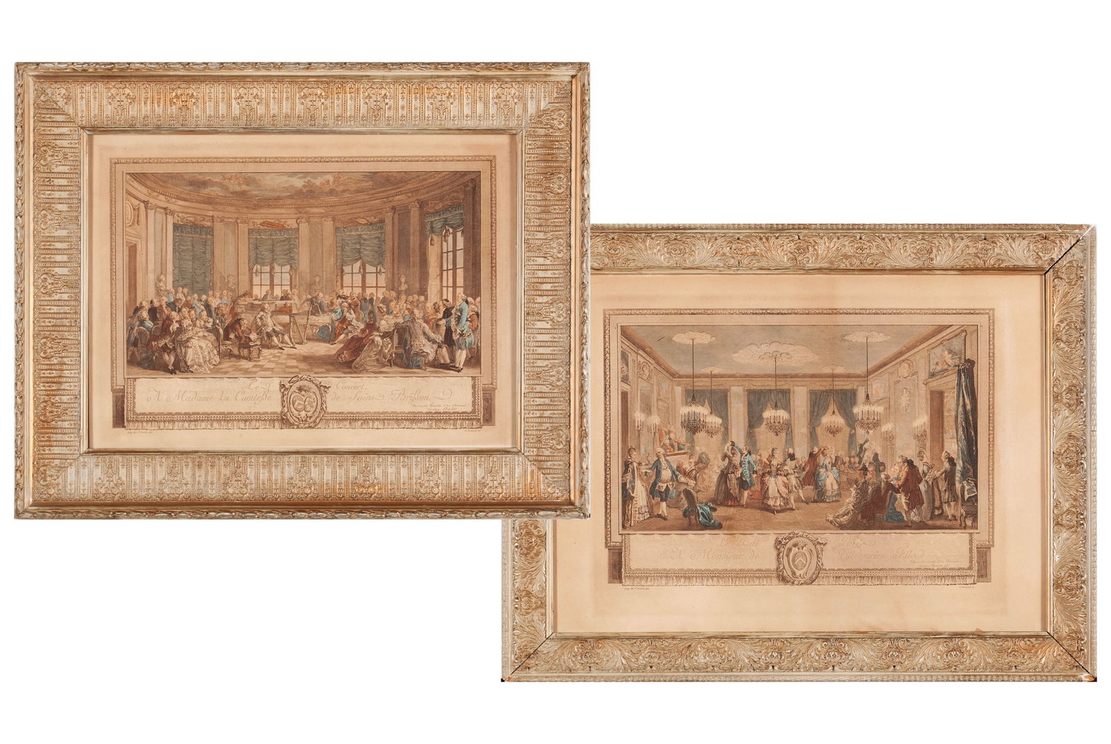 TWO HAND COLORED ENGRAVINGS BY L PROVOST, AFTER AUGUSTE DE SAINT-AUBIN (1 of 9)