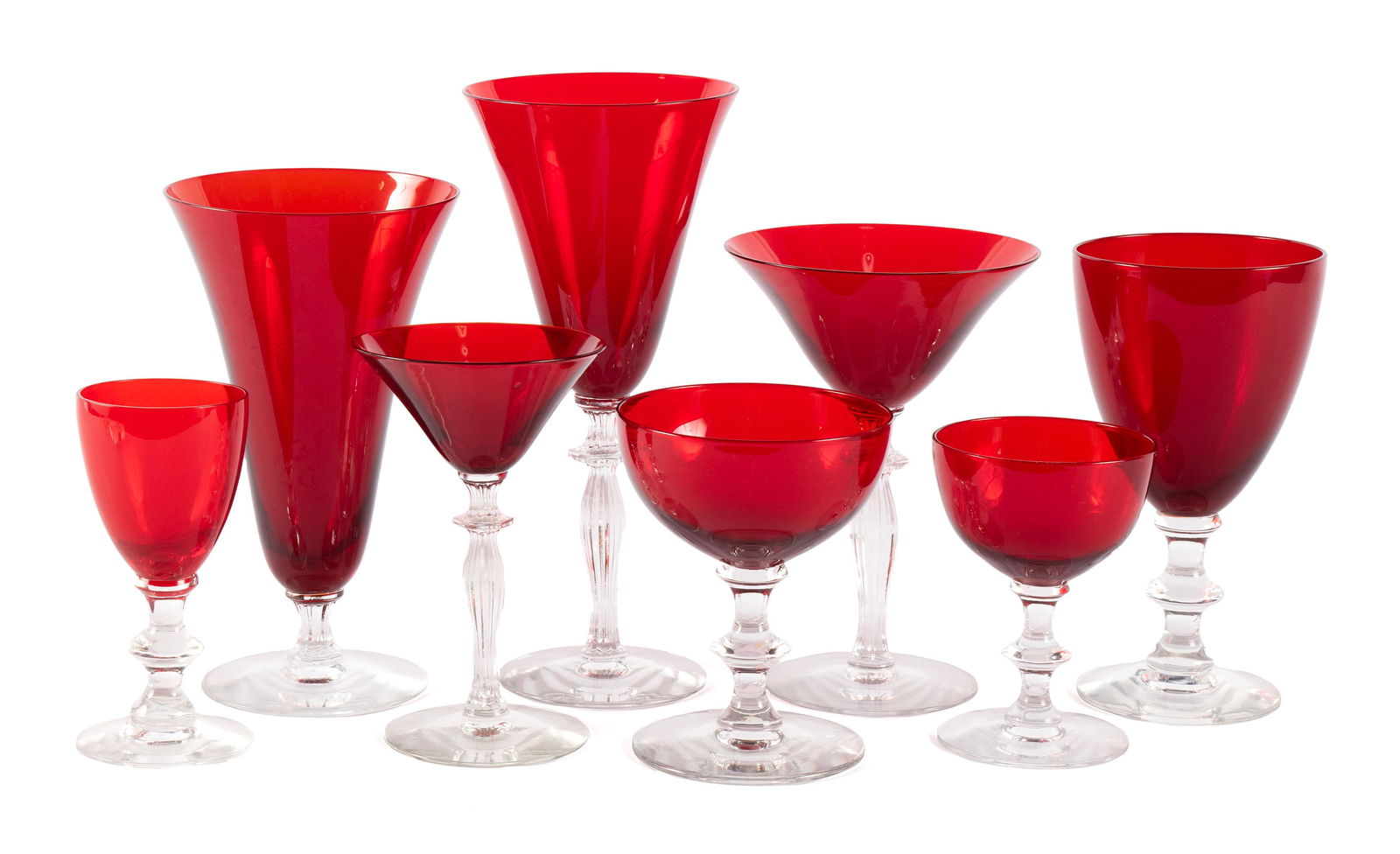 COLLECTION OF MORGANTOWN RUBY RED STEMWARE (58) (1 of 9)