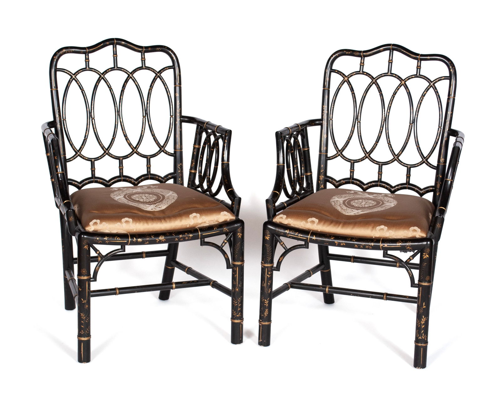 PAIR OF CHINESE CHIPPENDALE STYLE ARMCHAIRS BY  BAKER (1 of 8)