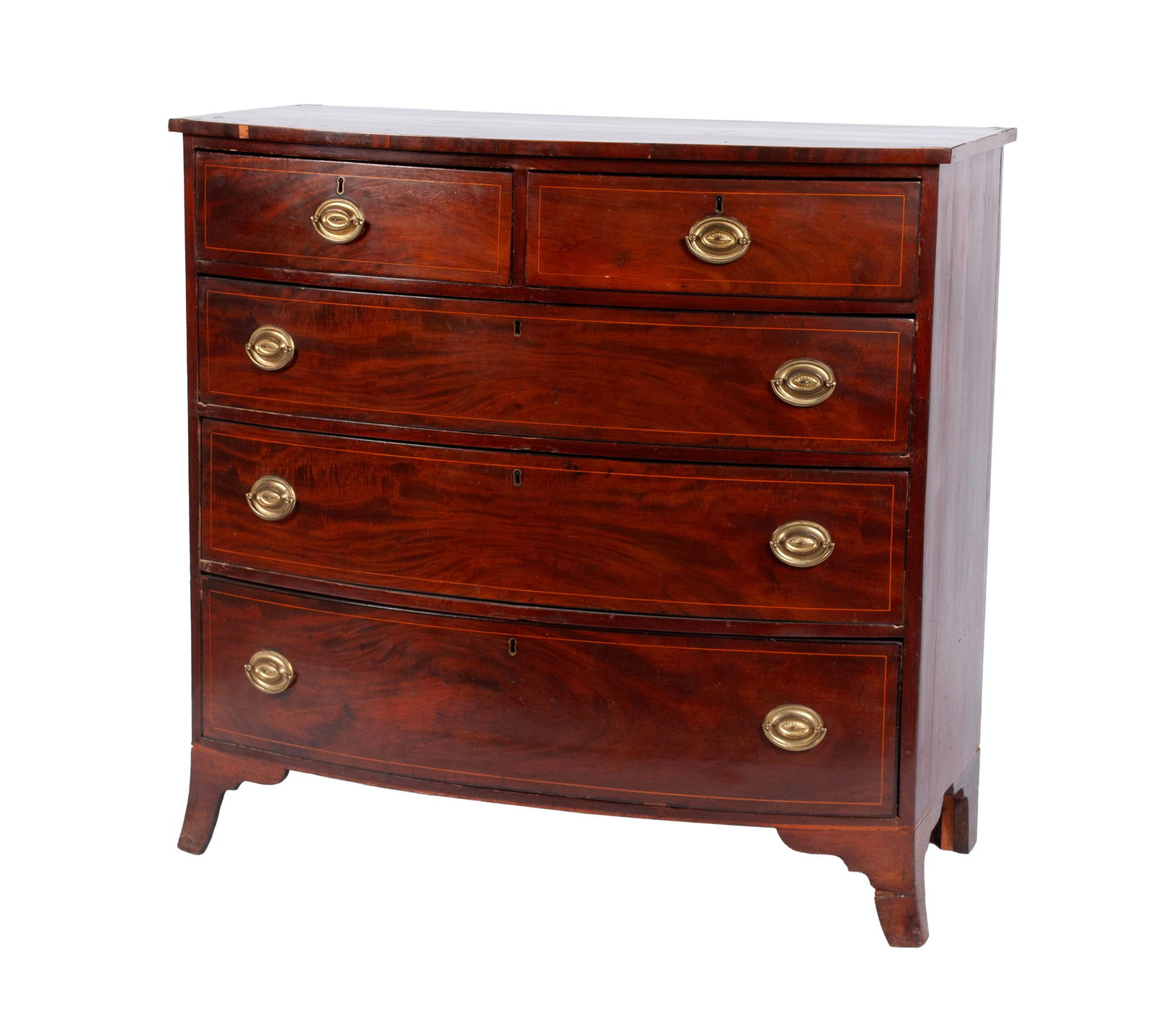 LATE GEORGIAN MAHOGANY BOW FRONT CHEST OF DRAWERS (1 of 14)