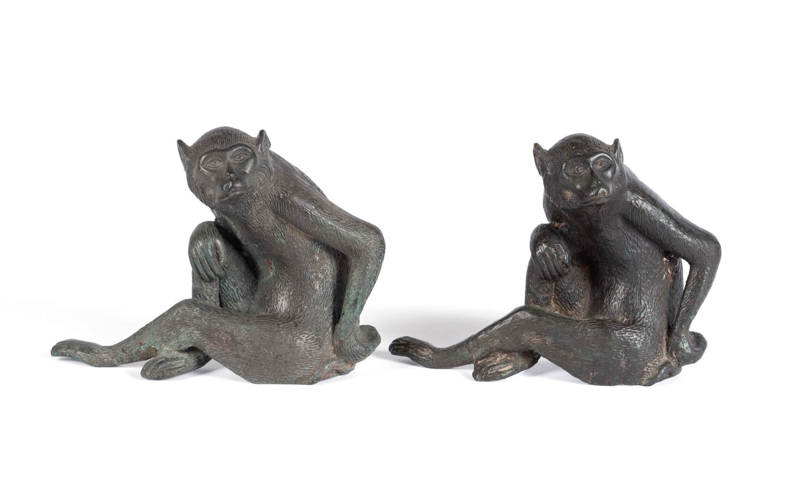 PAIR OF BRONZE MONKEY FIGURINES (1 of 7)