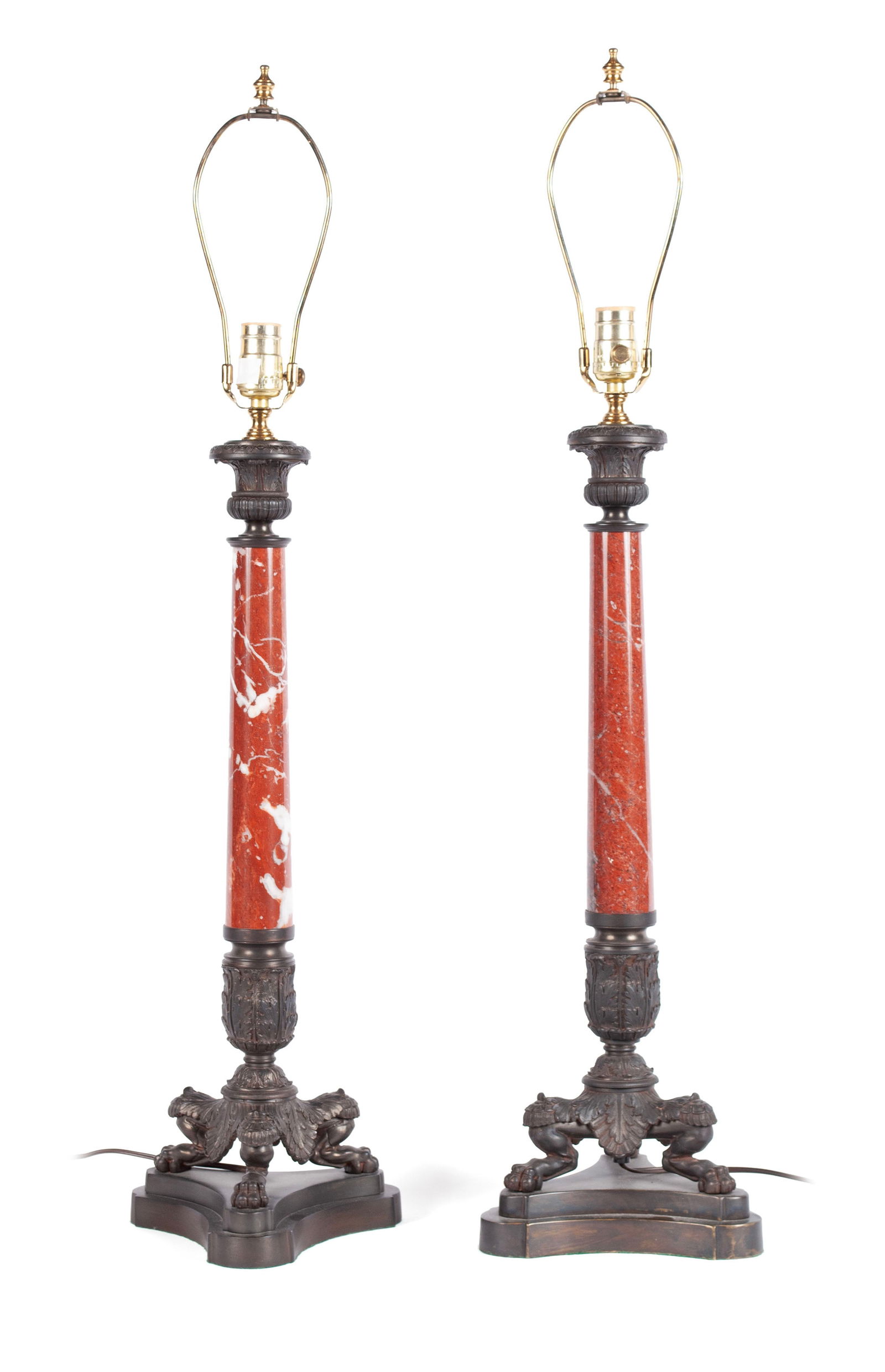 PAIR OF BAROQUE STYLE MARBLE TABLE LAMPS (1 of 6)