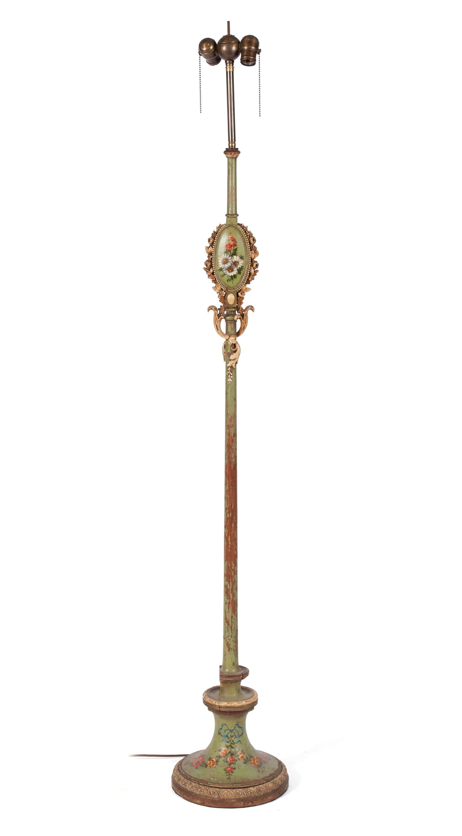 TURNED AND PAINTED WOOD FLOOR LAMP (1 of 6)