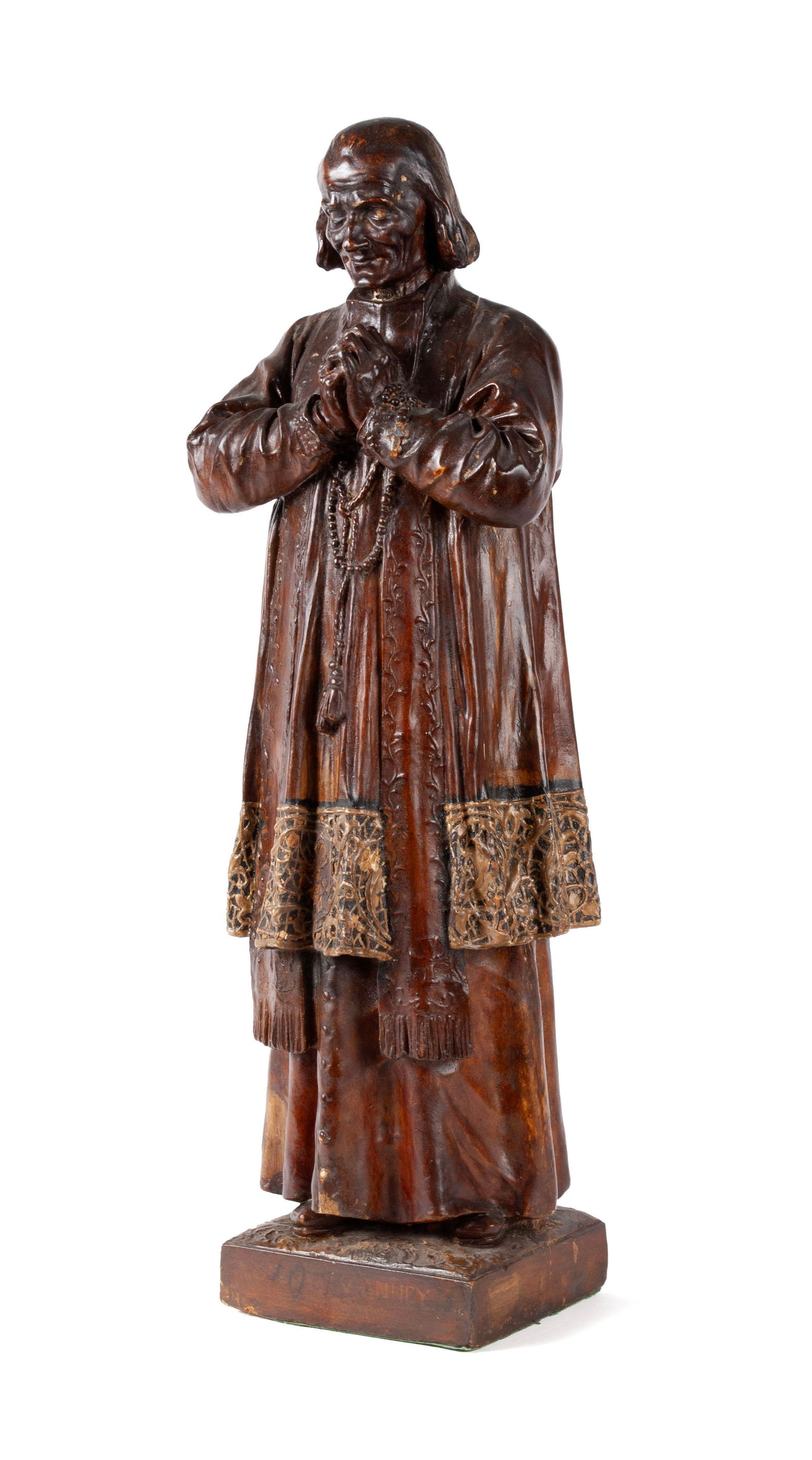 PAINTED PLASTER SCULPTURE OF ST JOHN VIANNEY (1 of 10)