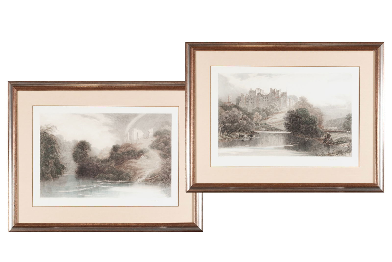 TWO CASTLE ENGRAVINGS AFTER DAVID LAW: TWO CASTLE ENGRAVINGS AFTER DAVID LAW20th century. Two (2) aquatint engravings of castles after David Law (English, 1831-1901), including Ludlow Castle and Knaresborough Castle.Sight: 20 x 29 in. (50.