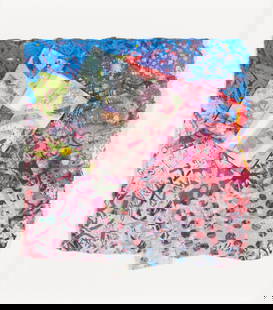 SAM GILLIAM (AMERICAN, 1933-2022): Sam GilliamAmerican, 1933-2022Untitled, #27Mixed media on hand-made paperNoted '#27' lower left and signed lower right. Relief print with hand-painted highlights, incorporating stitching, cut-outs, an