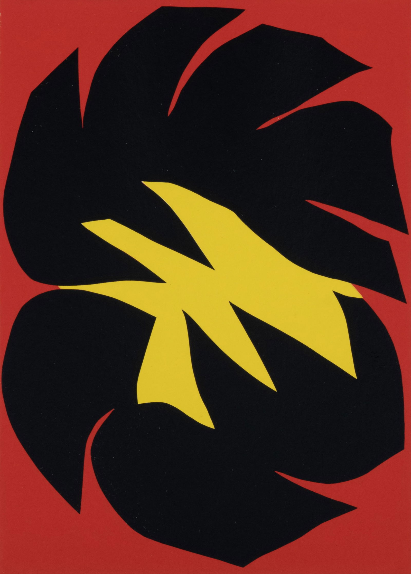 JACK YOUNGERMAN (AMERICAN, 1926-2020): Jack YoungermanAmerican, 1926-2020BannerSilkscreenUnsigned, framed. Abstract composition in red, black and yellow.Image: 7 x 5 in. (17.8 x 12.7 cm.), Frame: 11 x 9 in. (27.9 x 22.9 cm.)