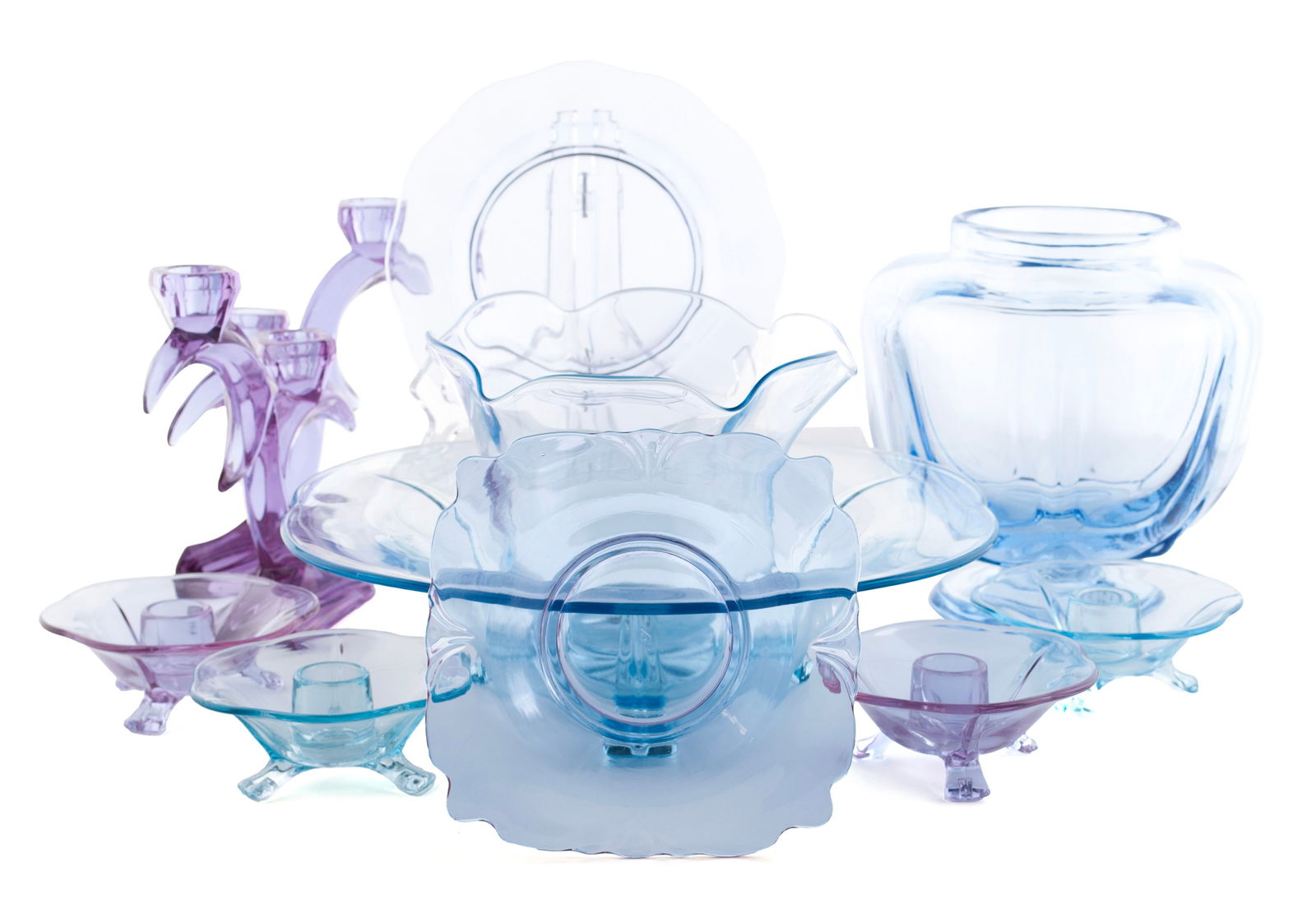 COLLECTION OF AMETHYST AND AZURE GLASS (1 of 9)