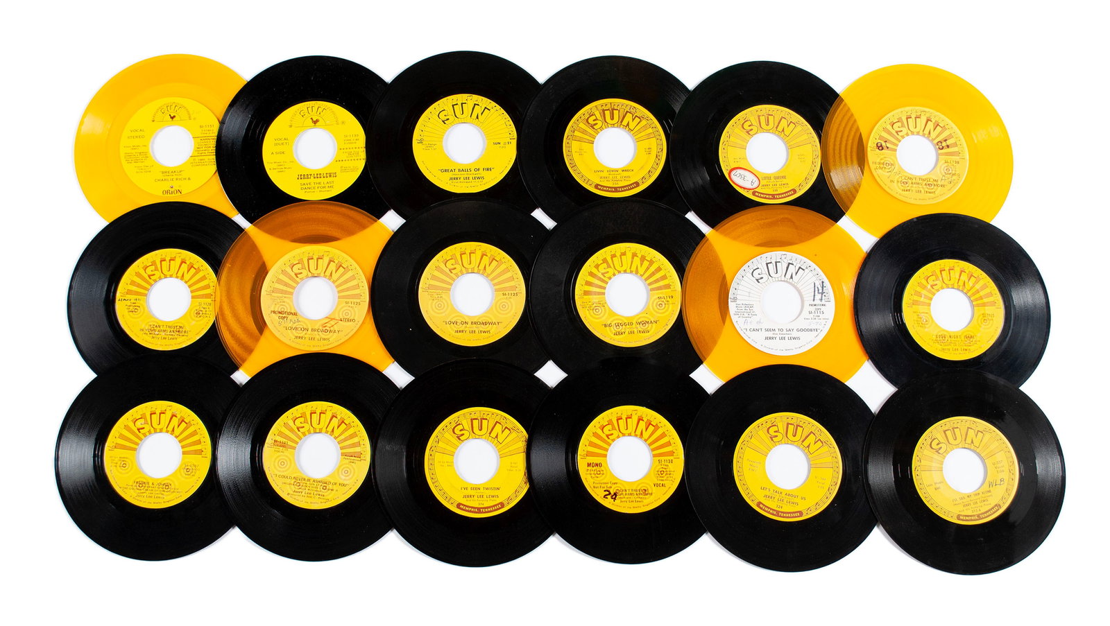 EIGHTEEN JERRY LEE LEWIS SUN RECORD 45RPM VINYL (1 of 5)