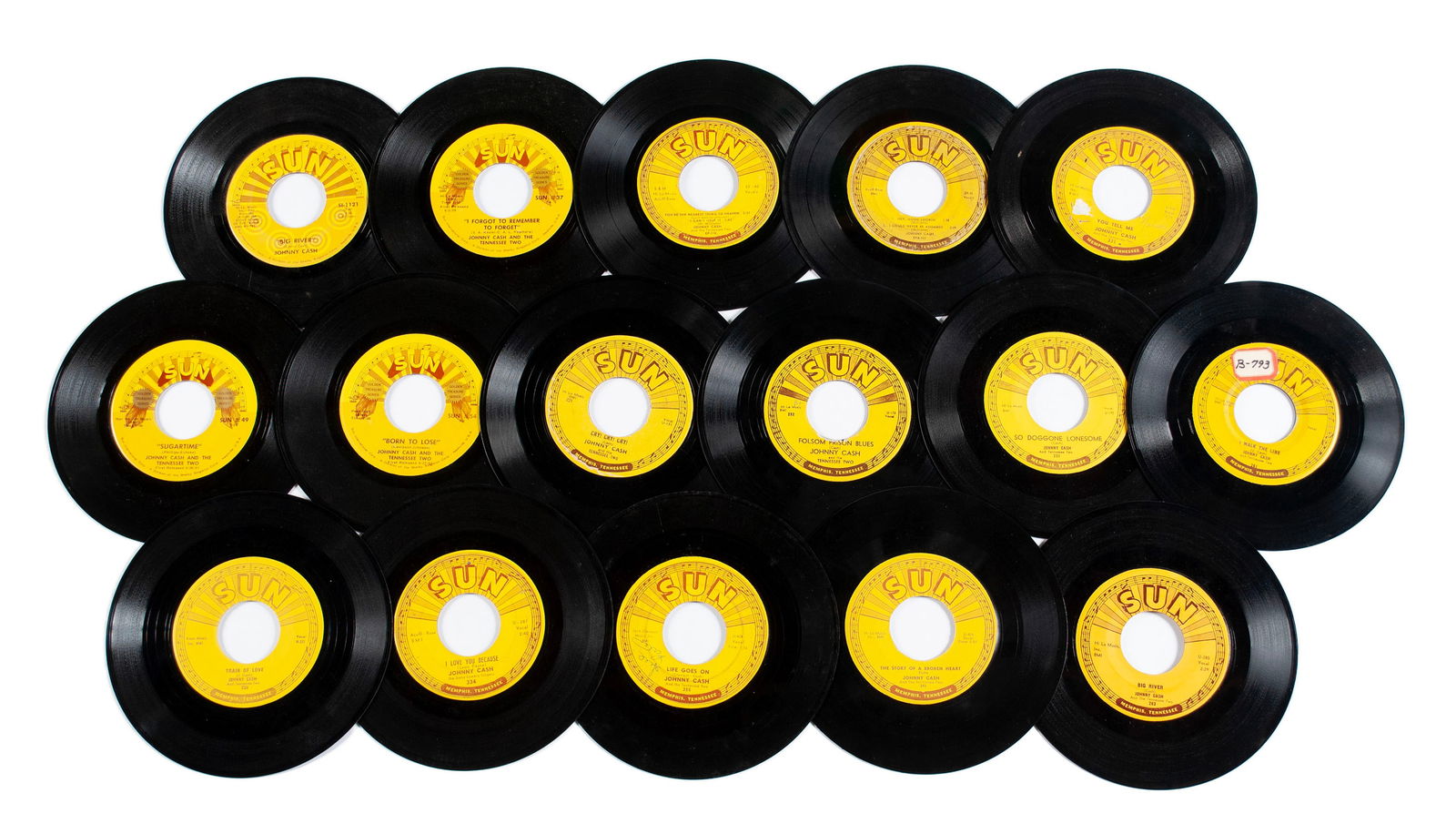 SIXTEEN JOHNNY CASH SUN RECORDS 45RPM VINYL (1 of 4)