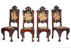 SET OF FOUR CARVED MAHOGANY SIDE CHAIRS