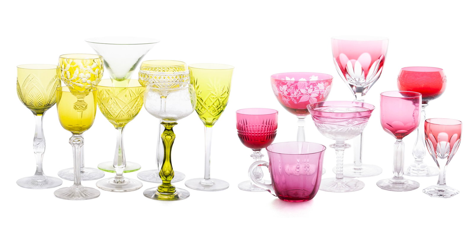 COLLECTION OF COLORED GLASS STEMWARE (43) (1 of 13)