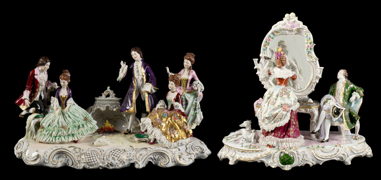 TWO GERMAN PORCELAIN FIGURE GROUPS (1 of 20)