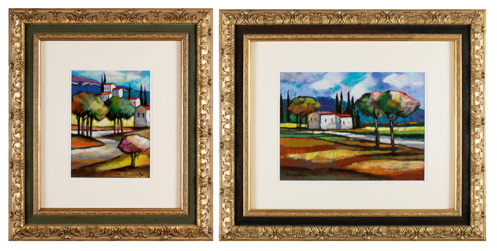 SLAVA BRODINSKY (RUSSIAN, B. 1955): Slava BrodinskyRussian, b. 1955SerigraphTwo works, both signed and numbered, 480/480 and 429/480. Matted and framed.Larger sight: 11 1/4 x 15 in. (28.6 x 38.1 cm.), Frame: 24 1/4 x 28 in. (61.6 x 71.1