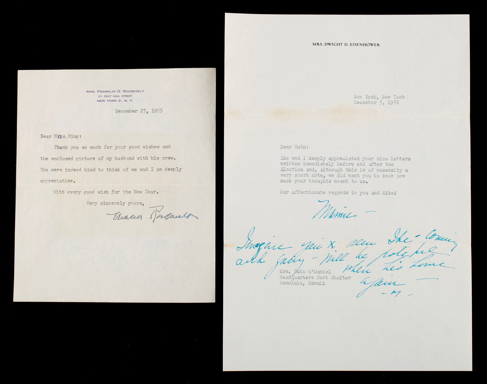 MAMIE DOUD EISENHOWER AND ELEANOR ROOSEVELT SIGNED LETTERS (1 of 13)