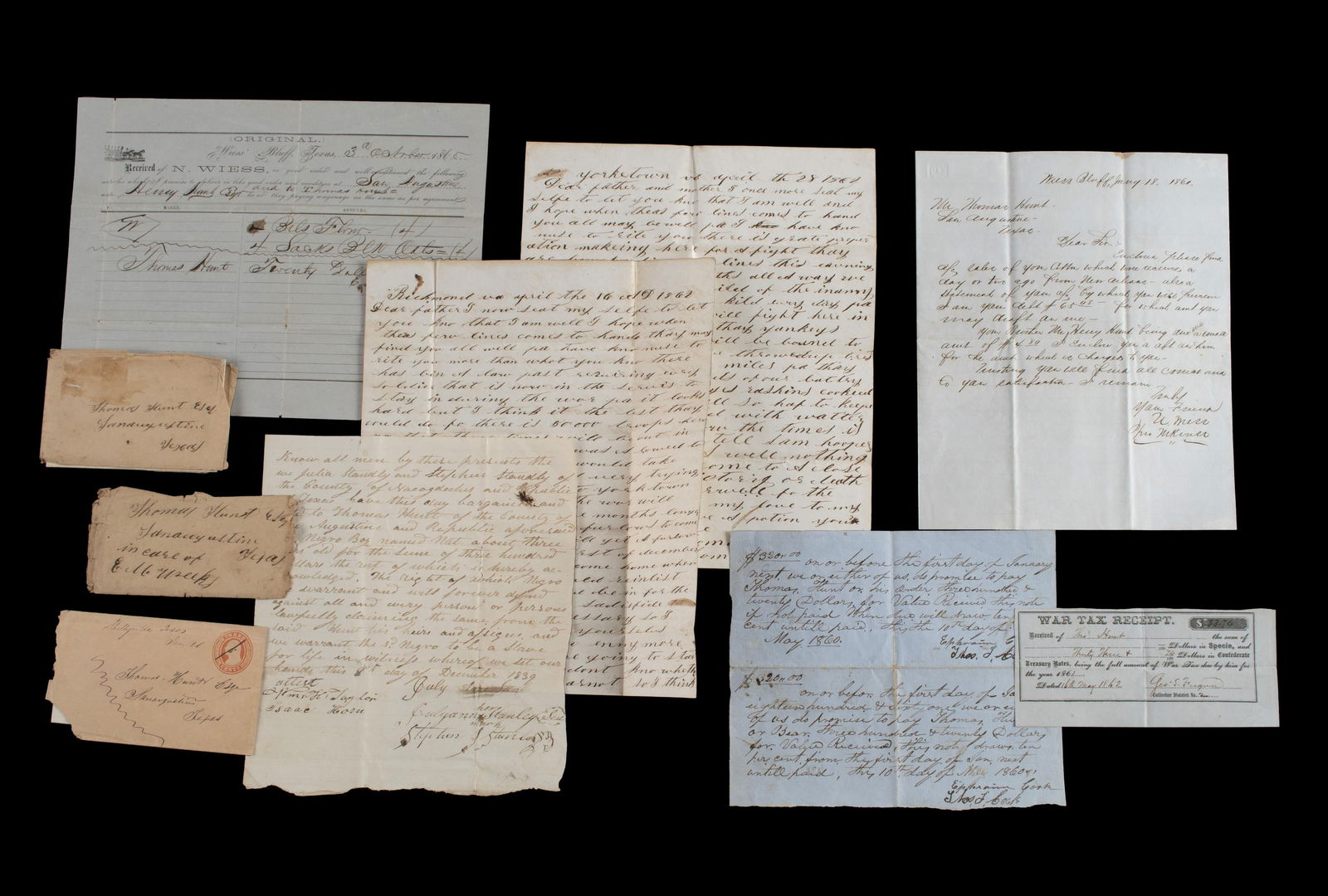ARCHIVE OF CONFEDERATE CIVIL WAR SOLDIER THOMAS HUNT ESQ INCLUDING TWO LETTERS FROM THE SIEGE OF (1 of 20)