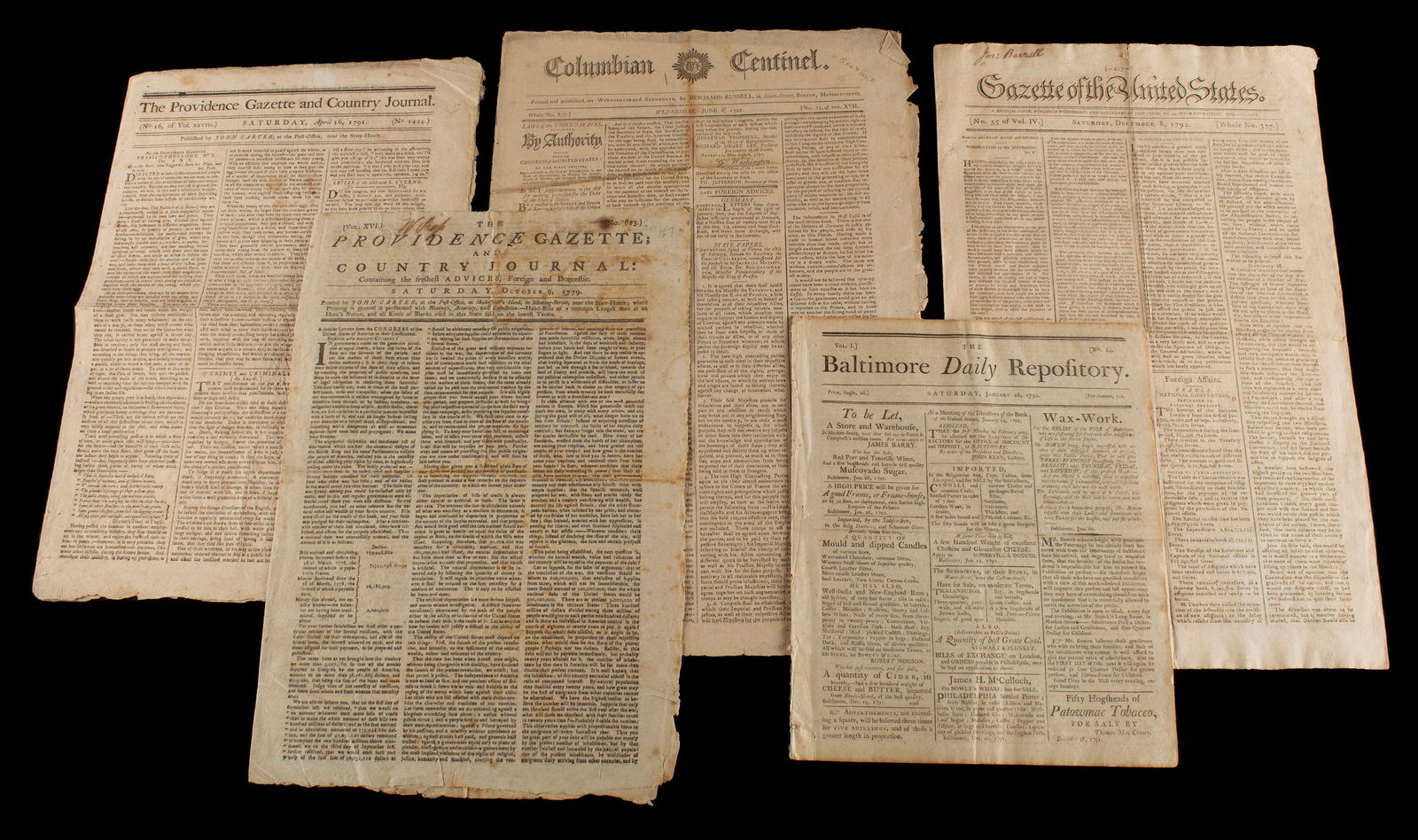 FIVE 18TH CENTURY NEWSPAPERS (1 of 6)