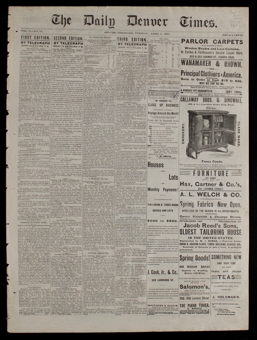 THE DAILY DENVER TIMES, 1882 (1 of 6)