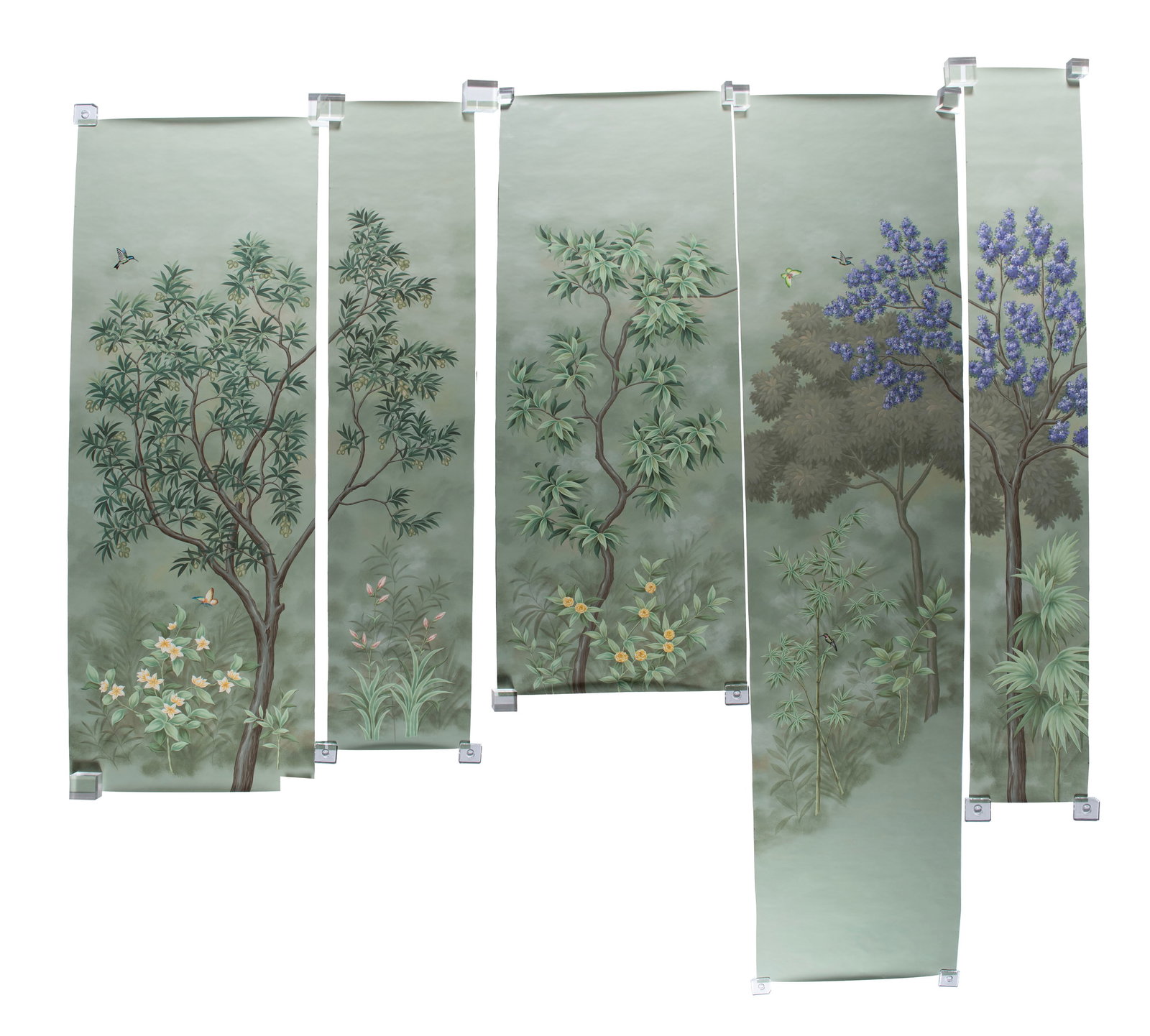 COLLECTION OF 'GRACIE' CUSTOM HAND PAINTED WALLPAPER PANELS (9) (1 of 13)