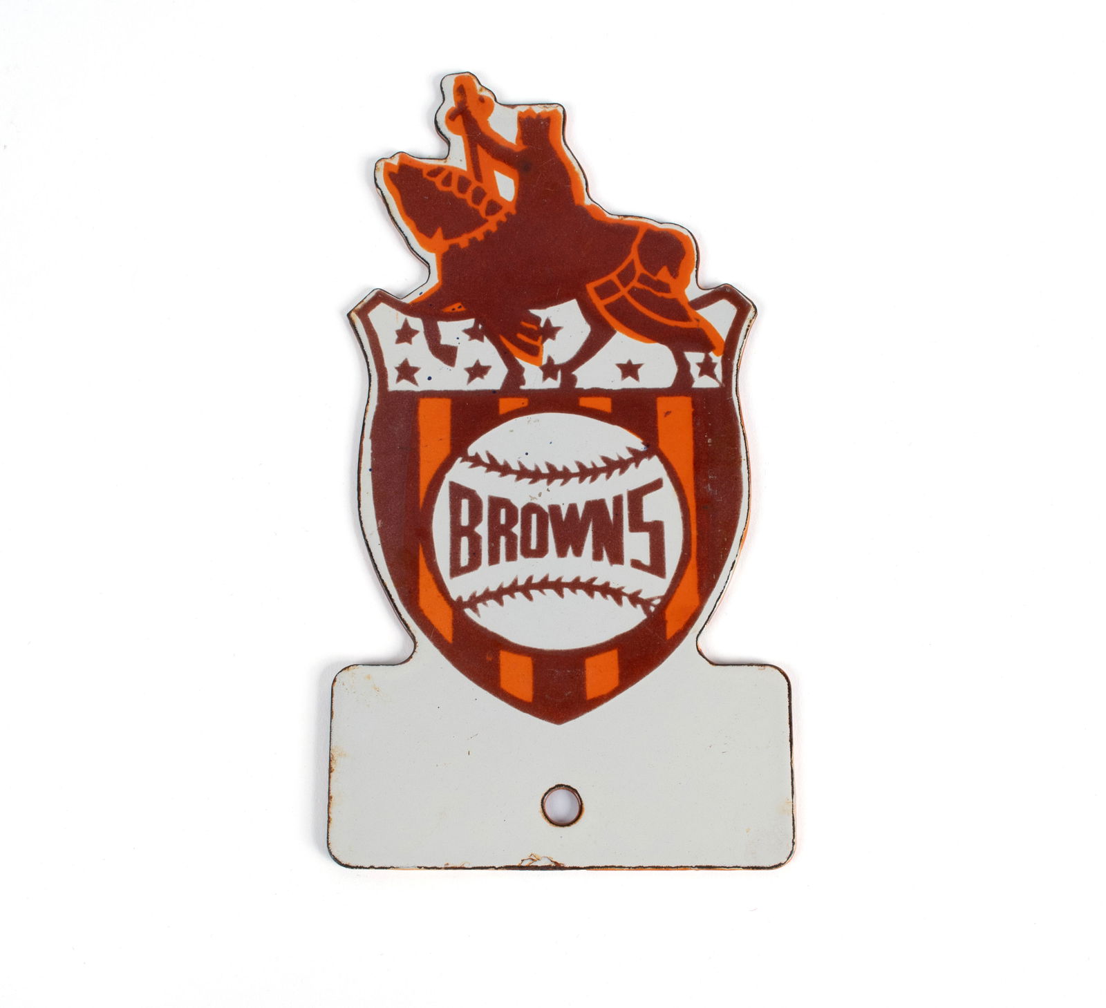 LICENSE PLATE TOPPER DISPLAYING THE ST. LOUIS BROWNS MAJOR LEAGUE BASEBALL TEAM (1 of 4)
