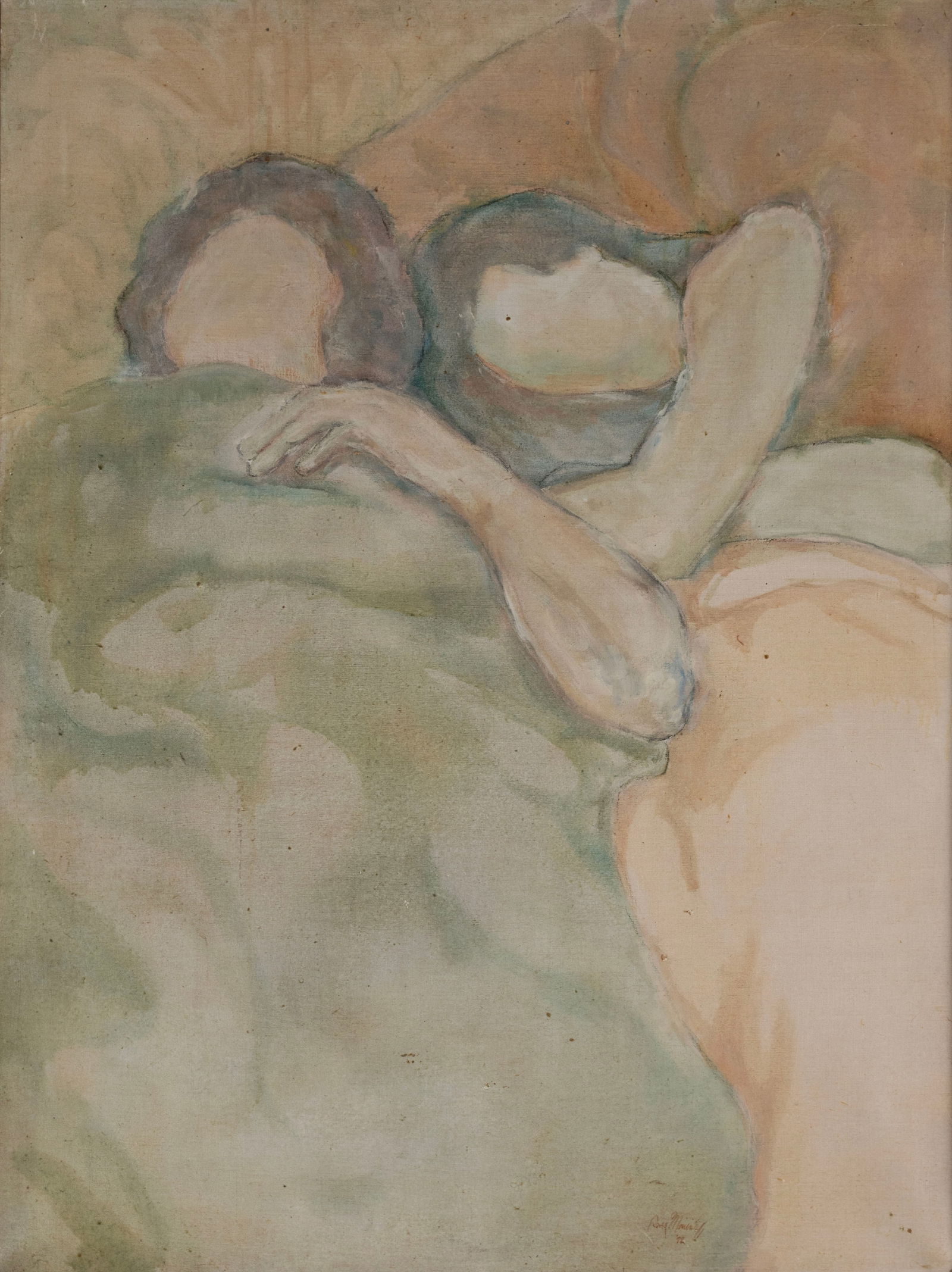 OIL ON CANVAS, TWO FIGURES IN BED (1 of 6)