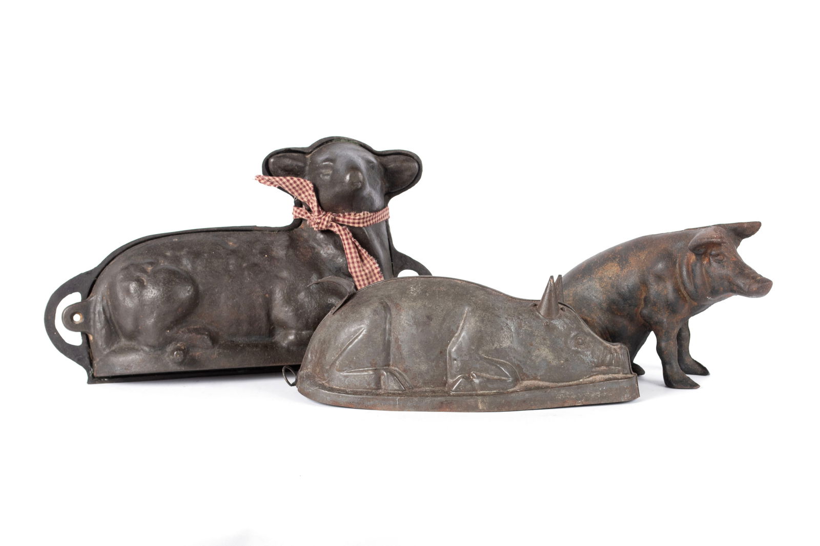 TWO ANIMAL FORM MOLDS AND A BANK (1 of 10)
