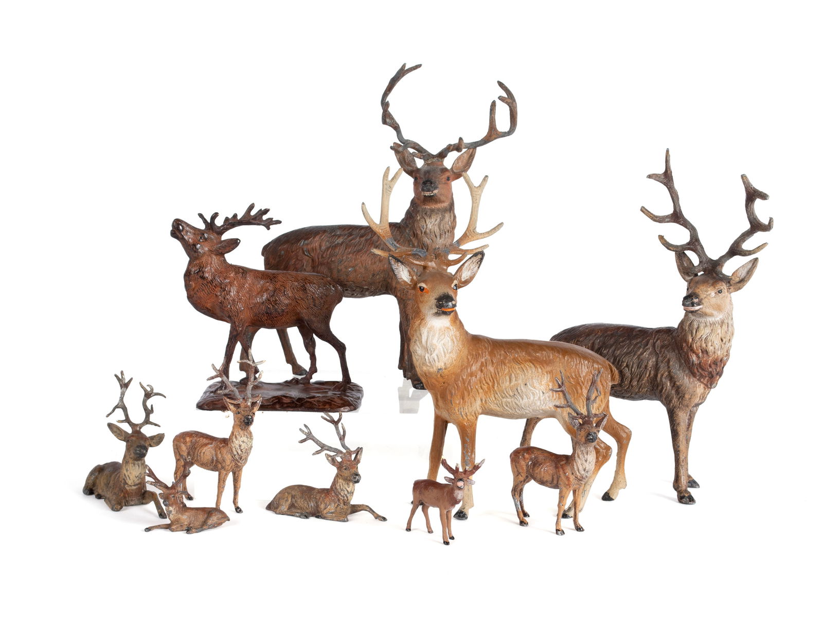 COLLECTION OF TEN GERMAN PAINTED LEAD CHRISTMAS "PUTZ " REINDEER (1 of 5)