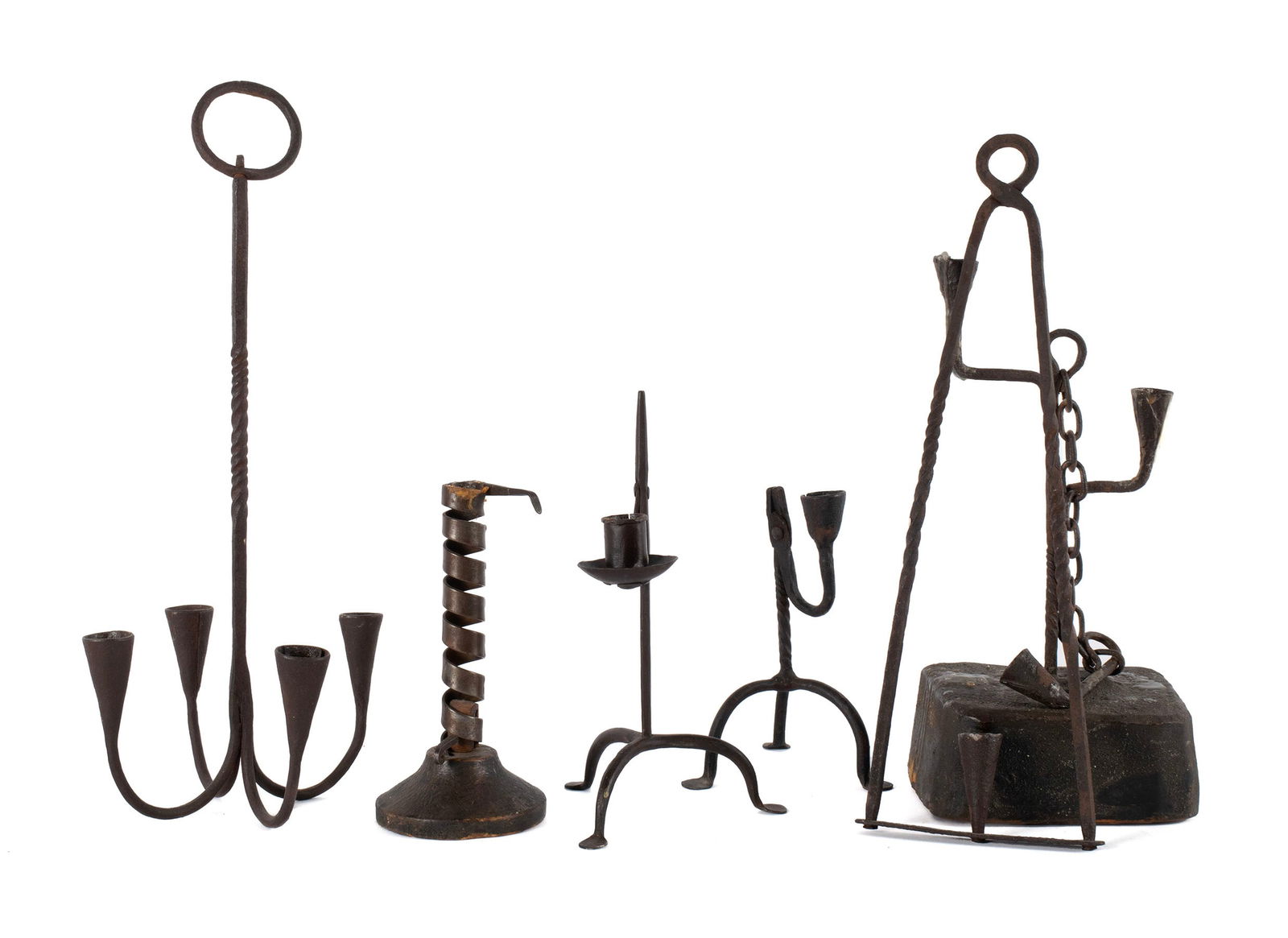 PRIMITIVE CAST IRON CANDLE HOLDERS (1 of 6)