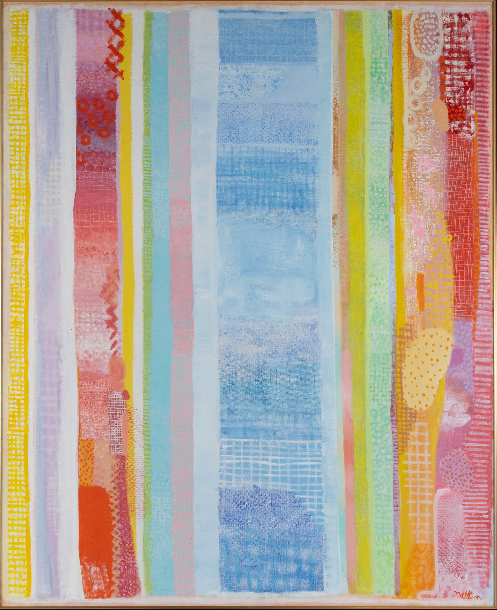 ROBERT NATKIN (AMERICAN, 1930-2010): Robert NatkinAmerican, 1930-2010Untitled (Apollo Series)Acrylic on canvasCirca 1970, signed lower right. Framed.Robert Natkin was born in Chicago, Illinois in 1931. He studied at the Art Institute of