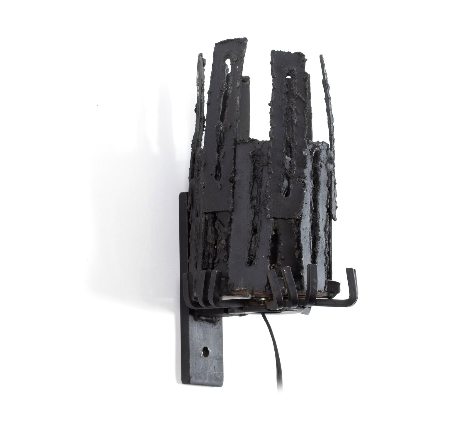 BROTHER MEL MEYER (AMERICAN (ST. LOUIS), 1928-2013): Brother Mel MeyerAmerican (St. Louis), 1928-2013Painted steelBrutalist wall-mounted cannister light.Brother Mel Meyer was born in Florissant, MO in 1928 and joined the Marianist order of monks at the