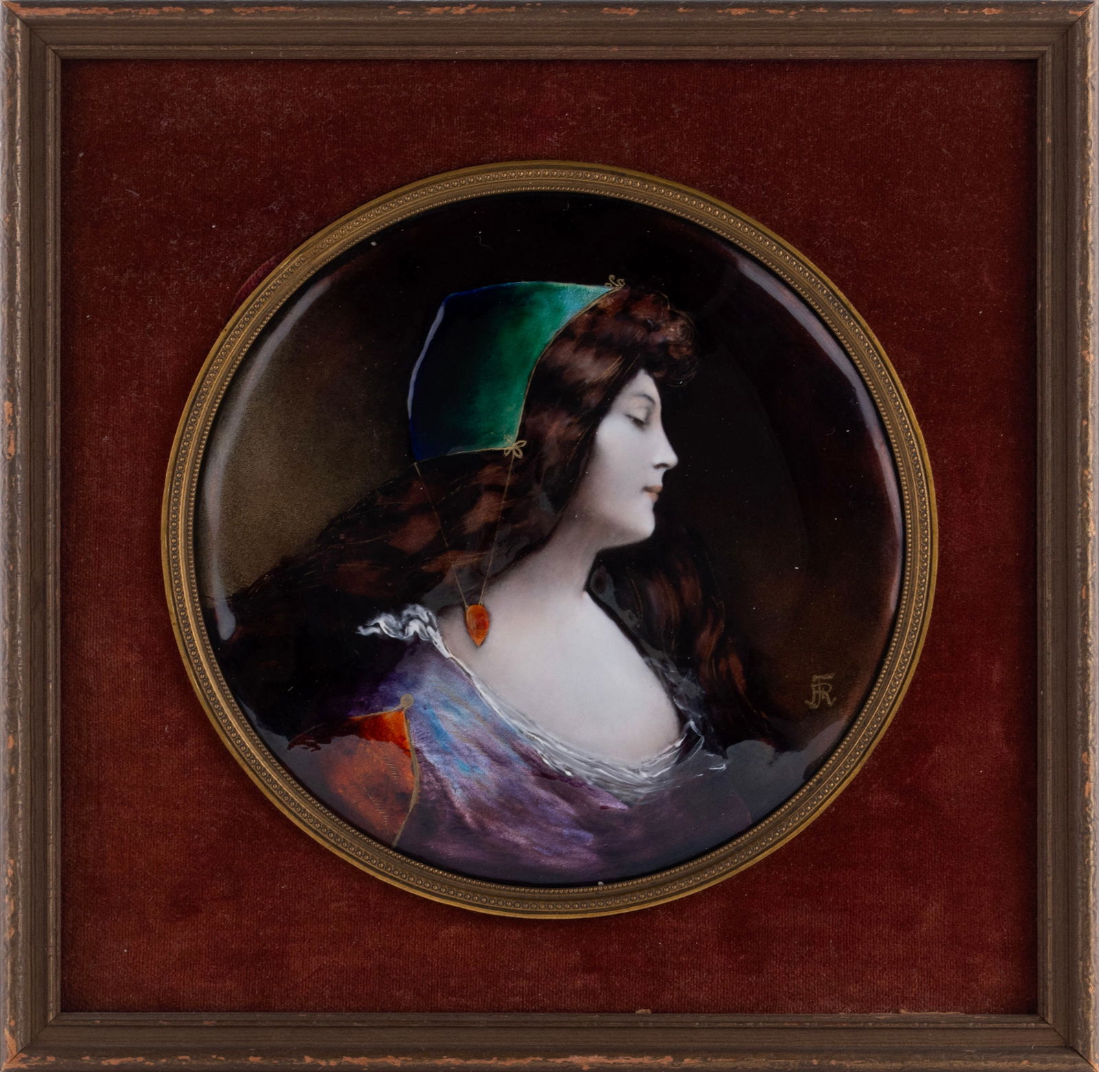 ENAMEL ON COPPER PORTRAIT PLAQUE (1 of 6)