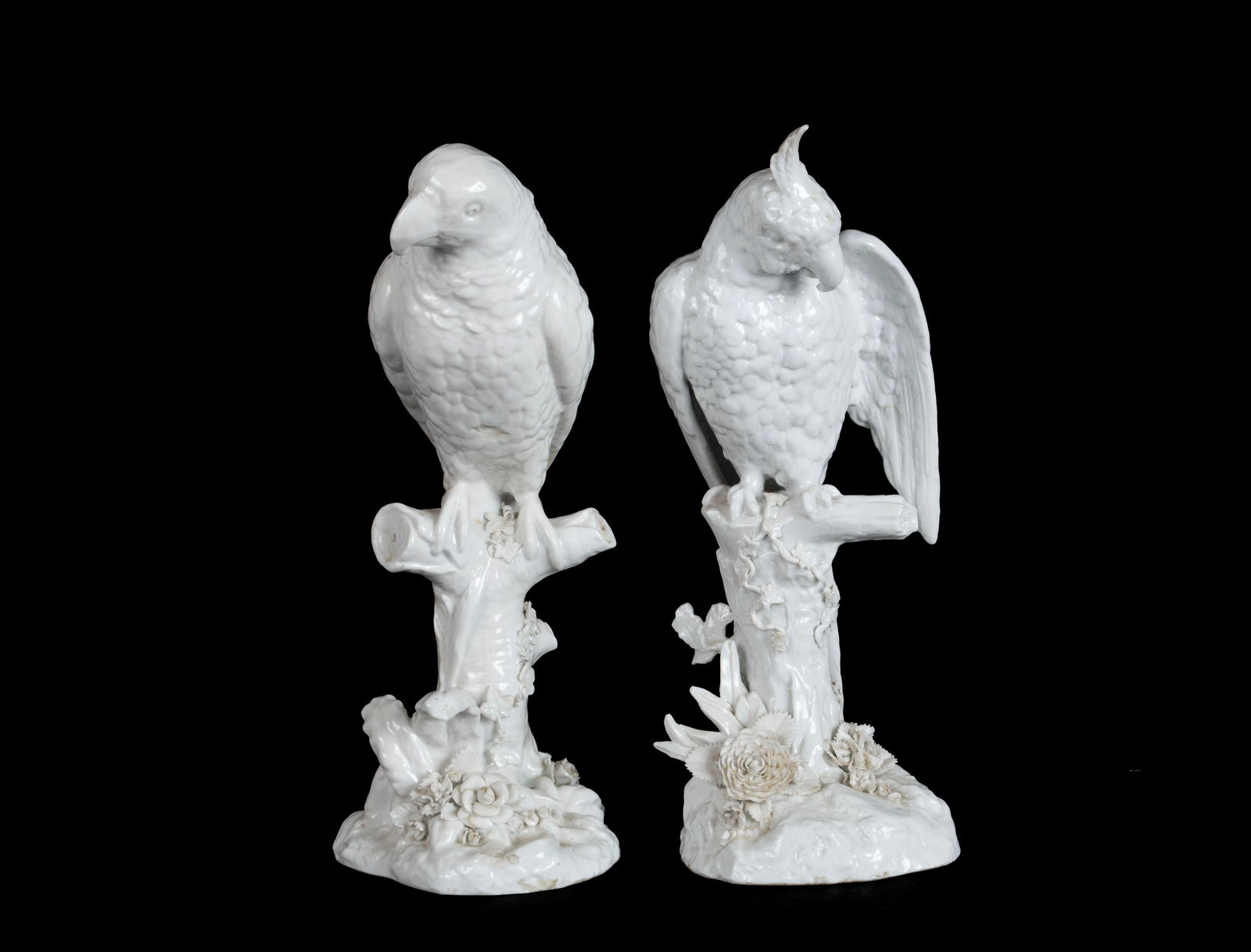 TWO BLANC DE CHINE PORCELAIN PARROTS (1 of 11)