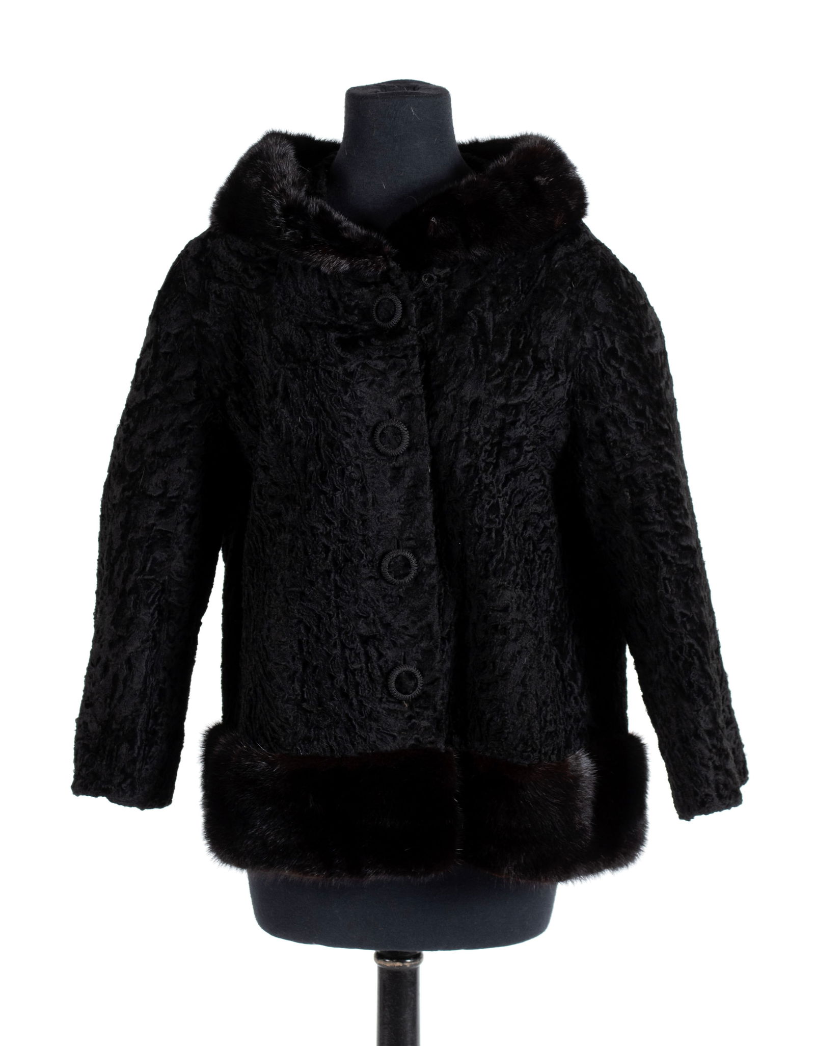 MINK TRIMMED LAMBS WOOL JACKET (1 of 8)