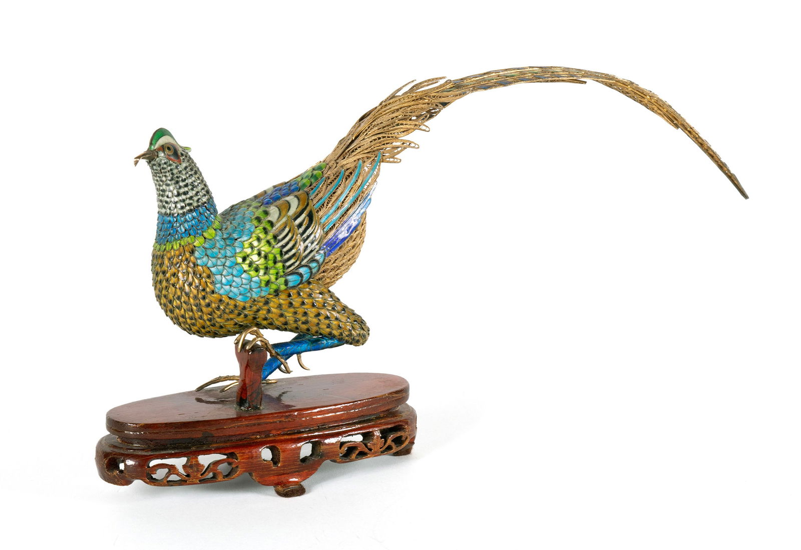 CHINESE SILVER ENAMEL PHEASANT (1 of 16)