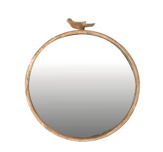 DECORATIVE METAL MIRROR: DECORATIVE METAL MIRROR20th century. Round mirror with bird figure.20 1/4 in. (51.4 cm.) From the lifetime collection Dorothy G. Ridder, Alton, Illinois