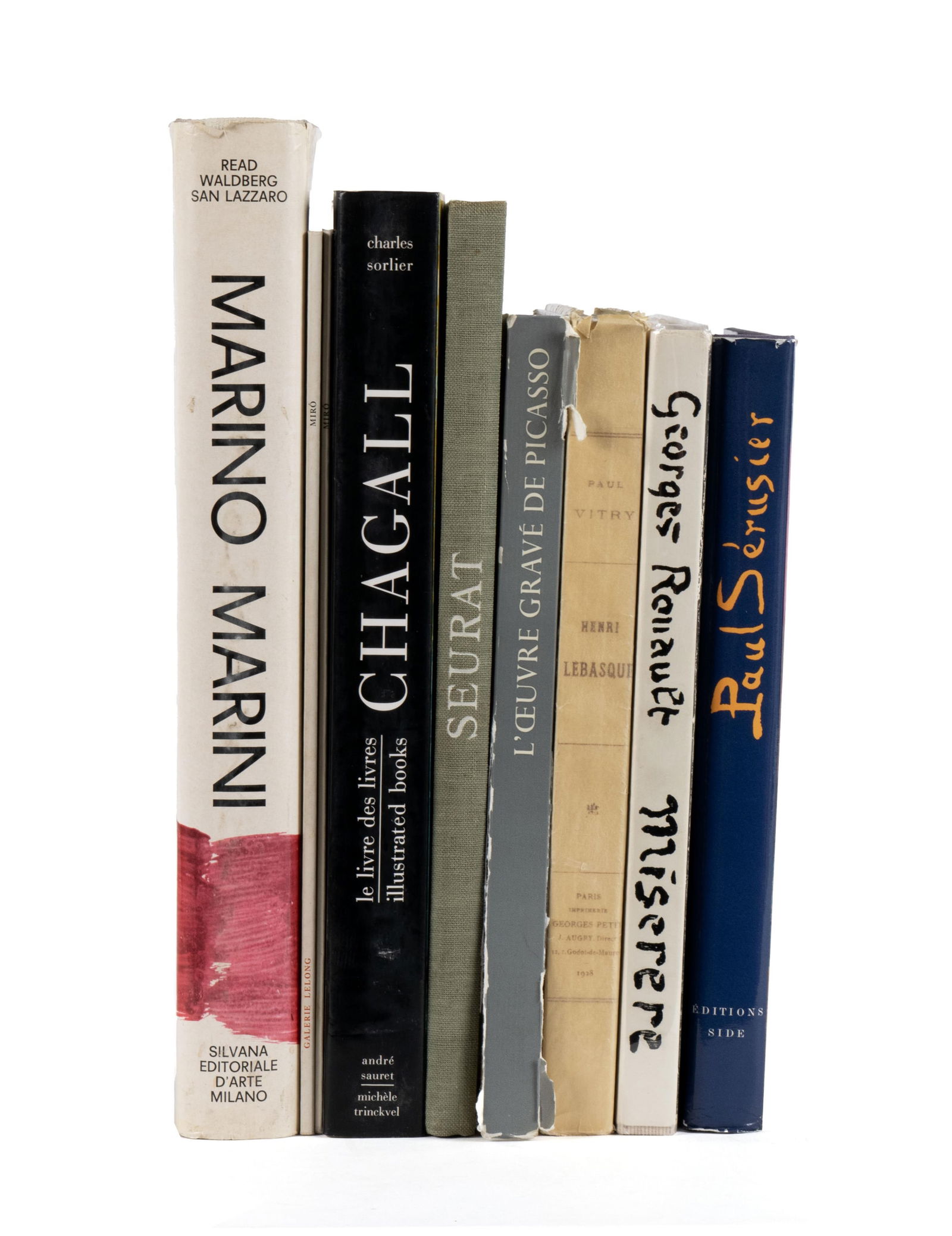 SEVEN FINE ART REFERENCE BOOKS: SEVEN FINE ART REFERENCE BOOKSIncluding:'L'oeuvre Grave de Picasso,' La Guilde du Livre et Editions Clairefontaine, Lausanne, 1955,'Henri Lebasque', Paul Vitry, Galeries Georges Petit, Paris, 1928,'Mi