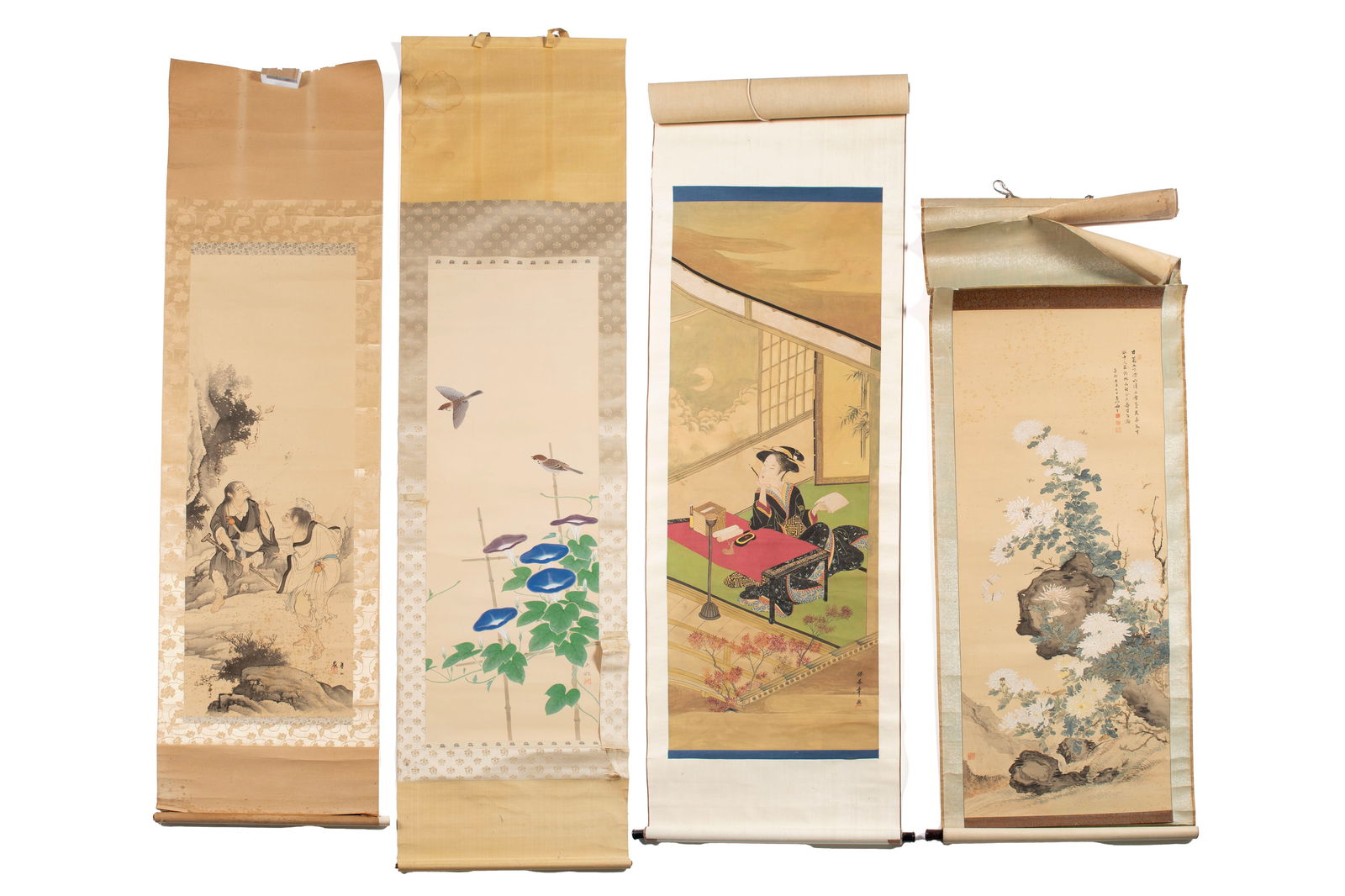 FOUR JAPANESE SCROLL PAINTINGS (1 of 11)