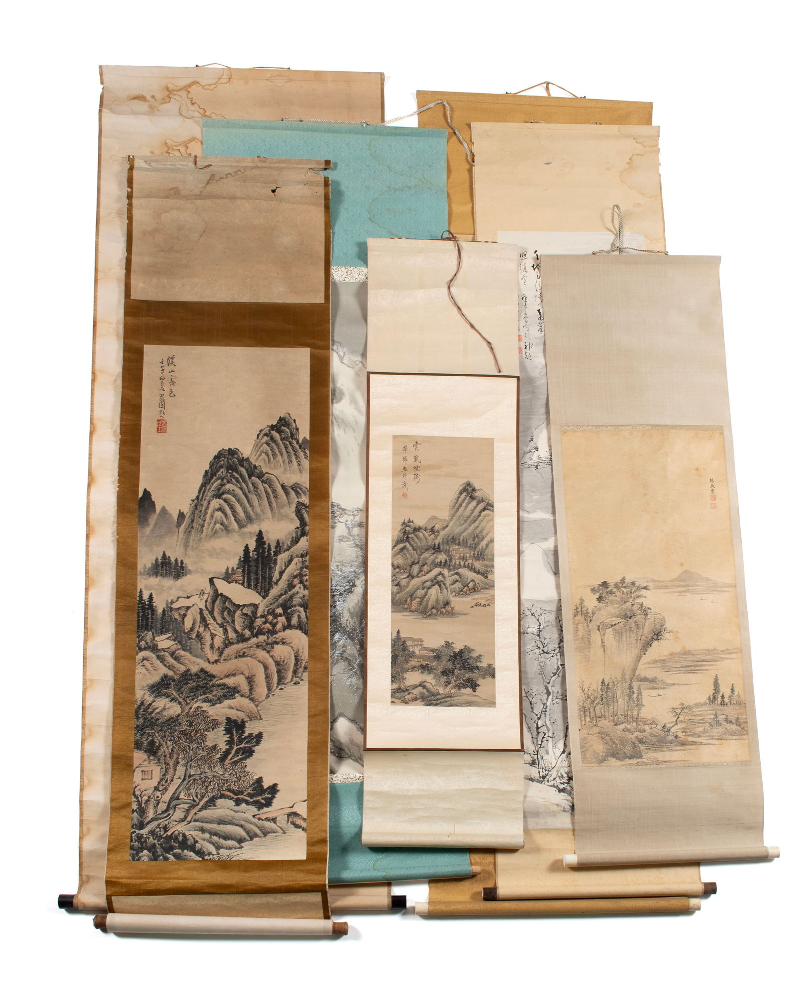 SEVEN JAPANESE SCROLL PAINTINGS (1 of 14)