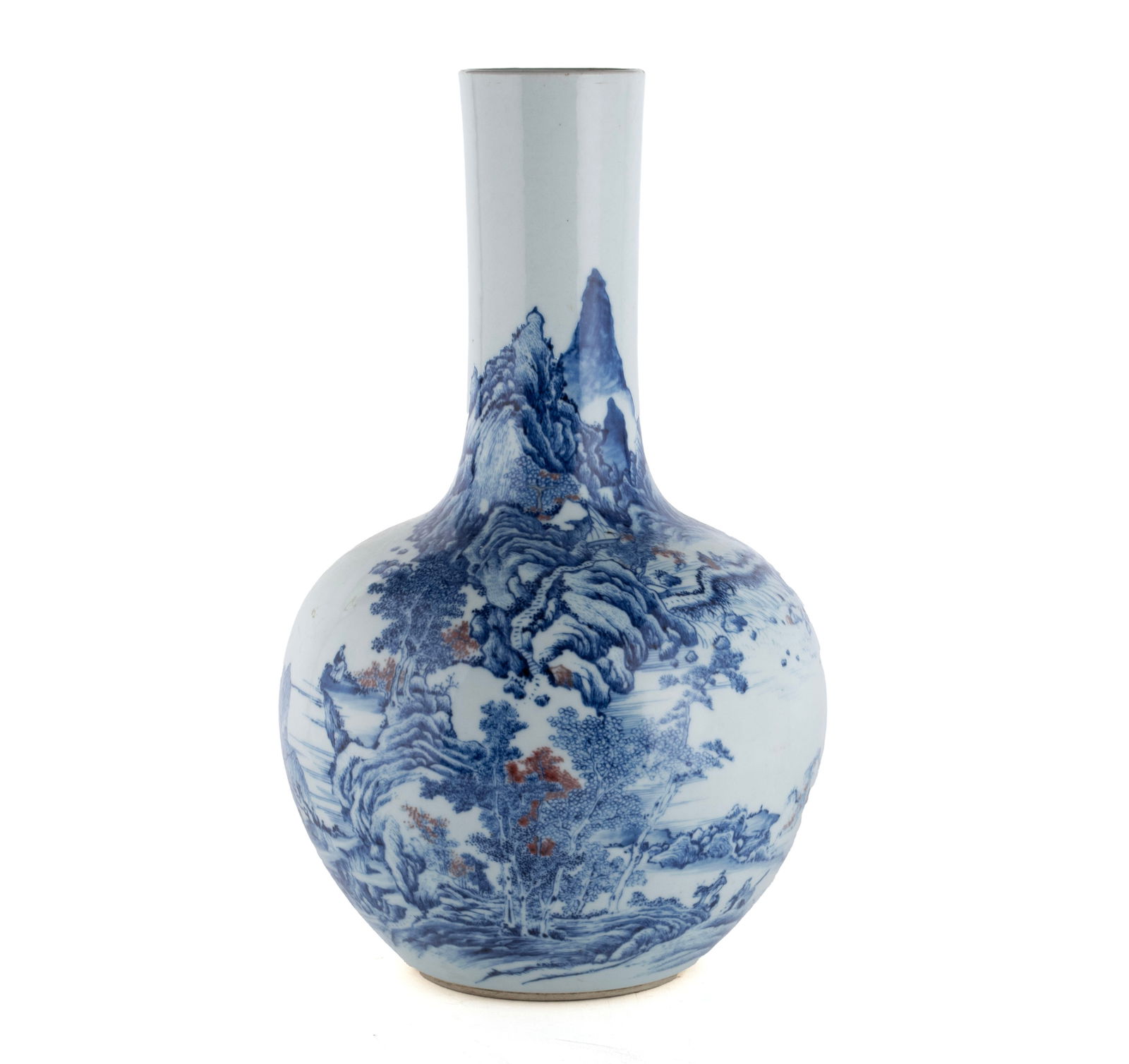 CHINESE PORCELAIN LANDSCAPE BOTTLE VASE (1 of 5)